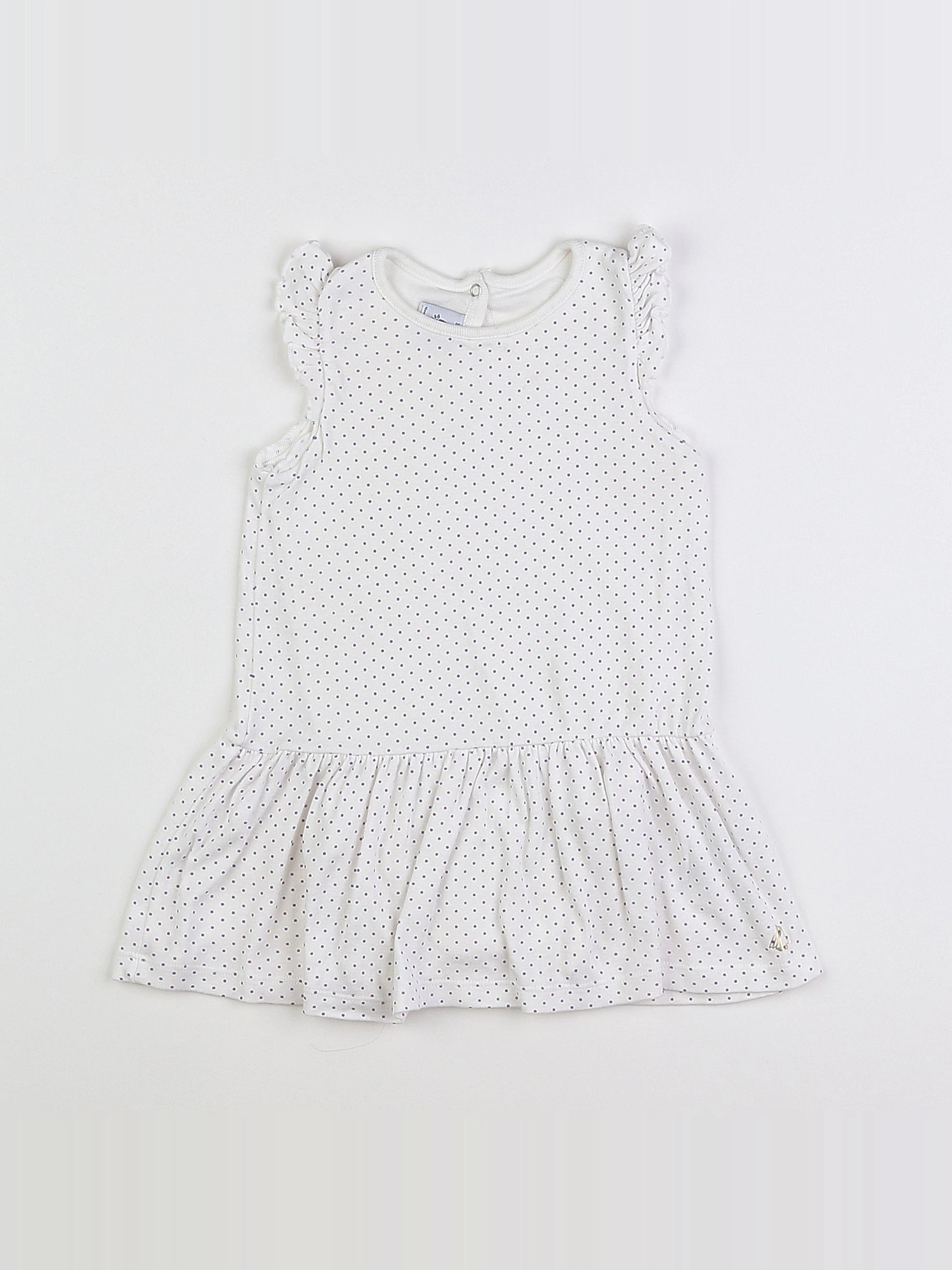 Petit Bateau - robe blanc, violet - 18 mois