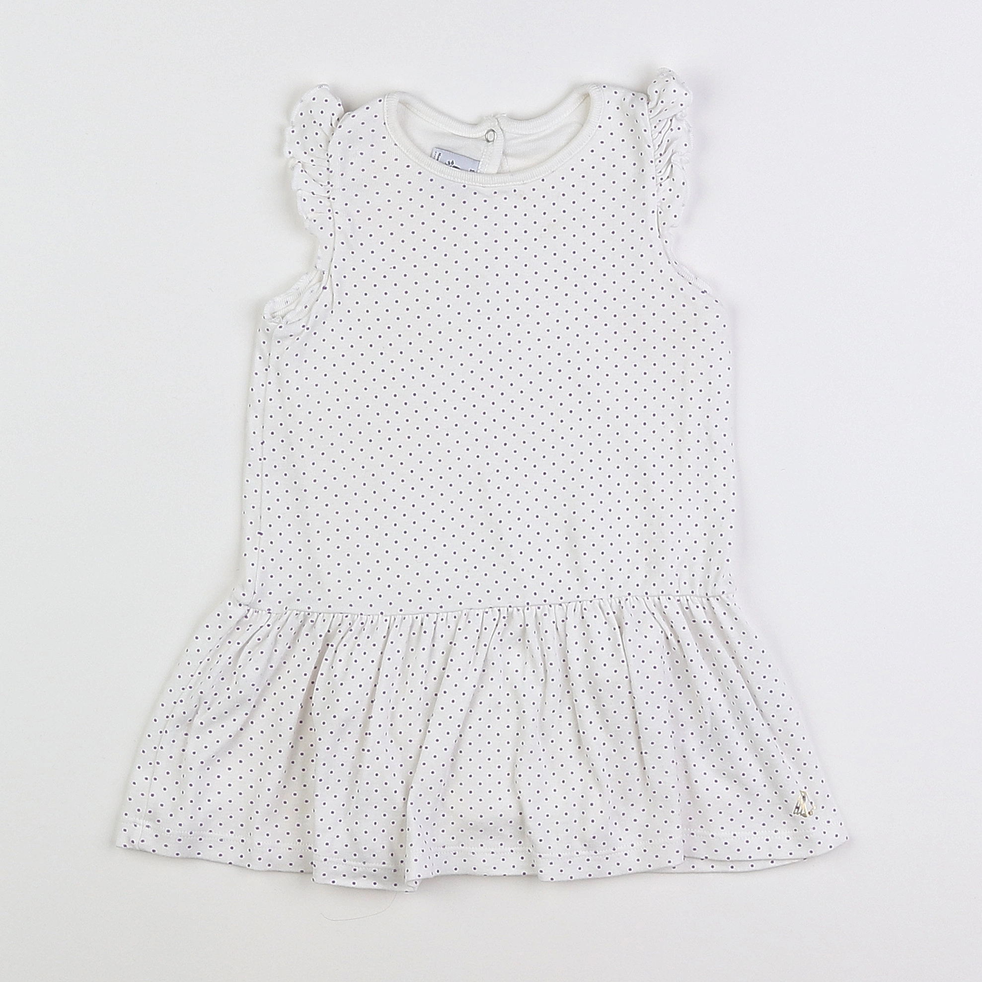 Petit Bateau - robe blanc, violet - 18 mois