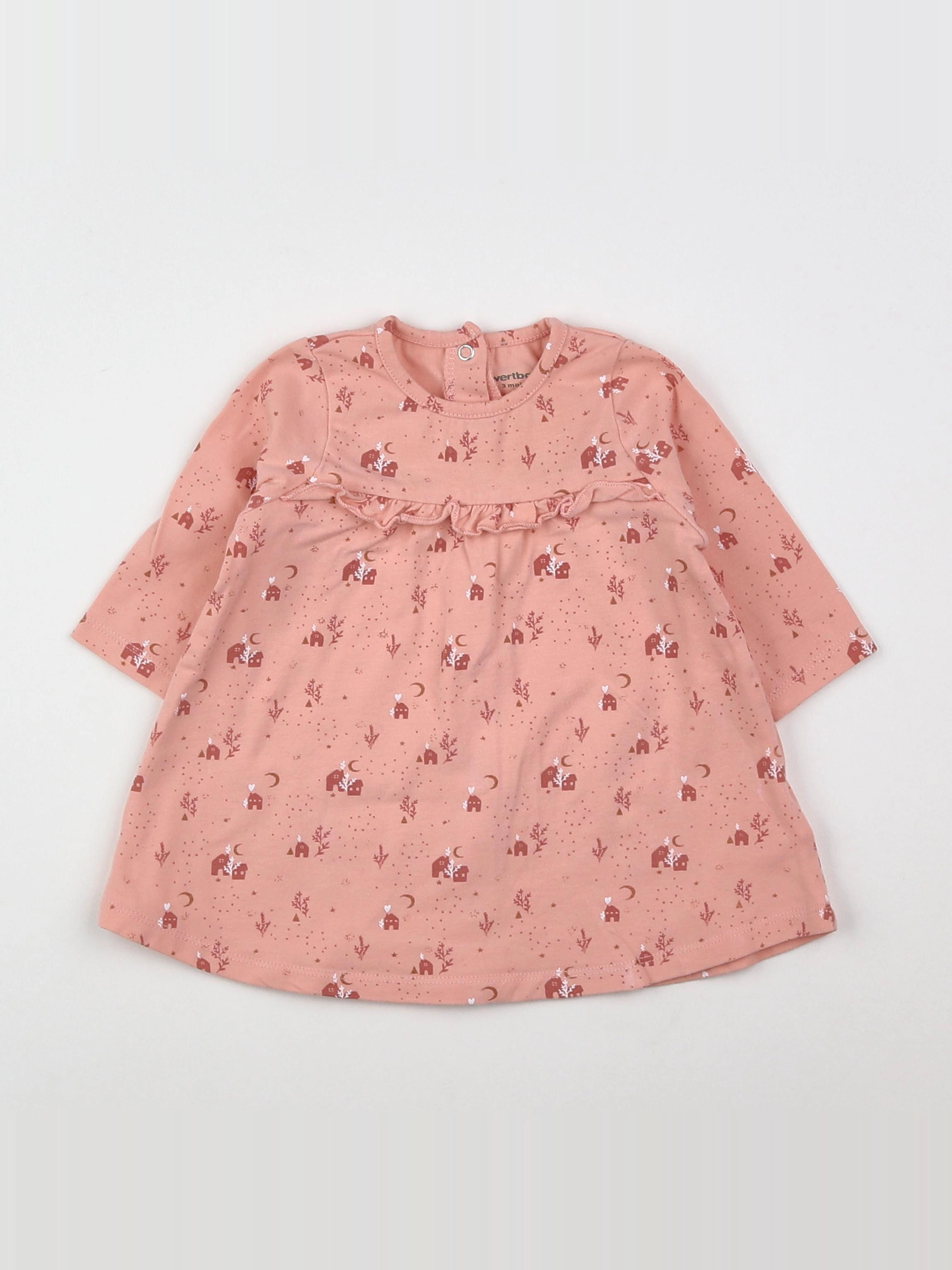 Vertbaudet - robe rose - 3 mois