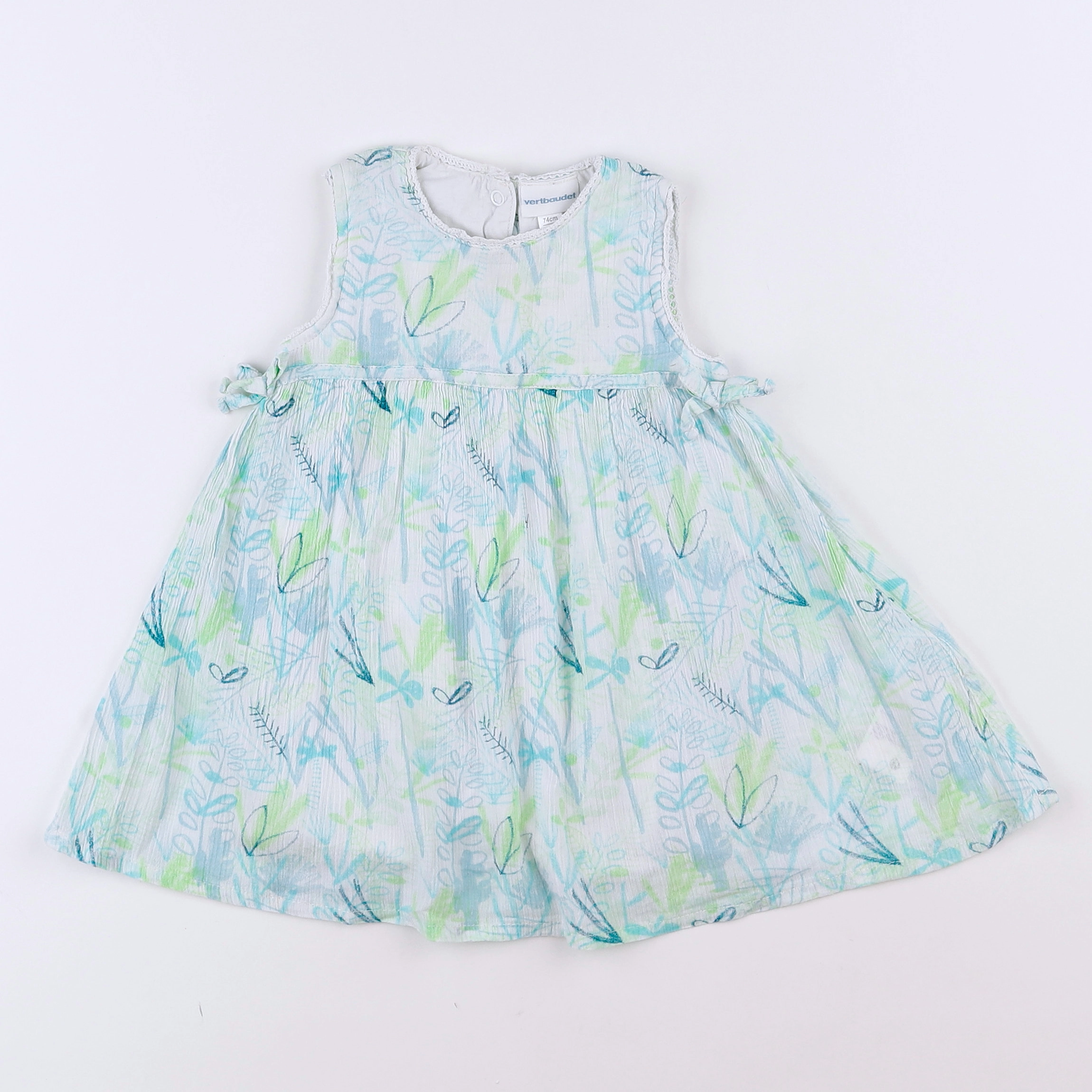 Vertbaudet - robe bleu, vert - 12 mois