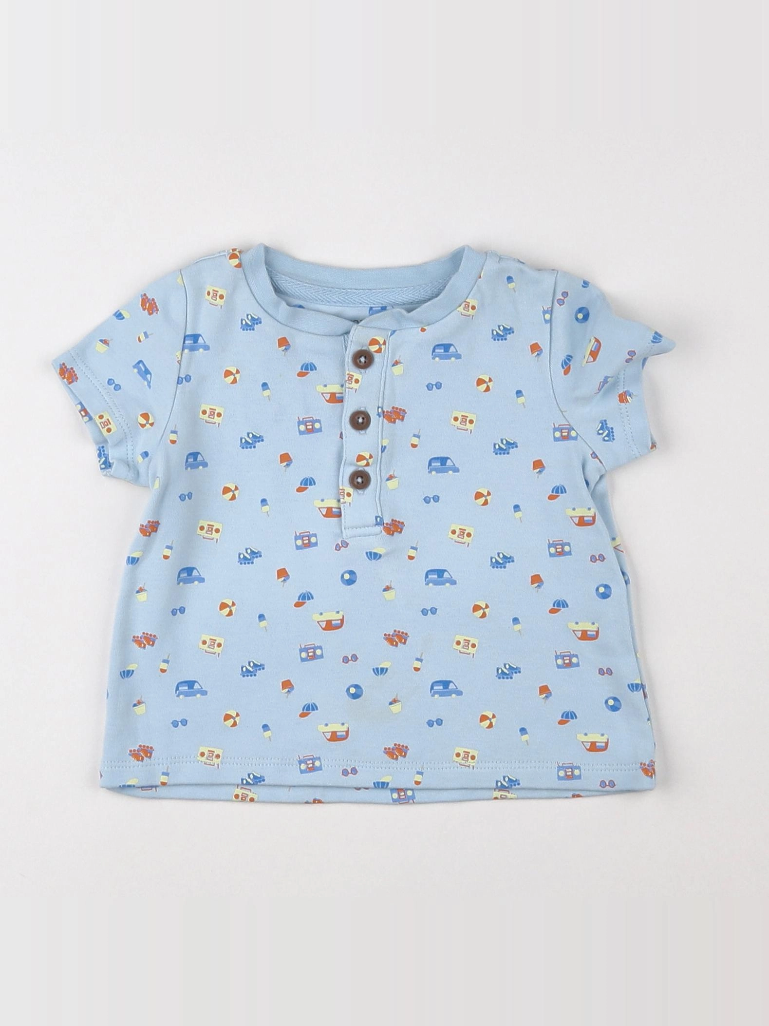 Natalys - tee-shirt bleu - 12 mois