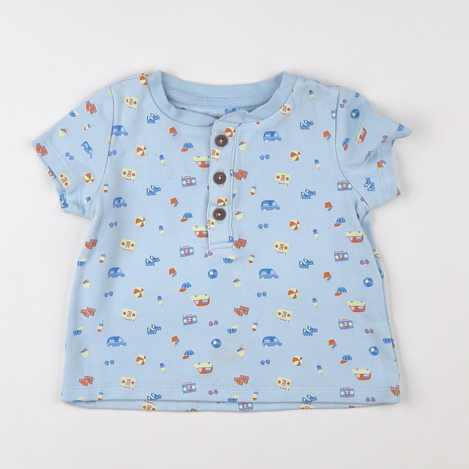 Natalys - tee-shirt bleu - 12 mois