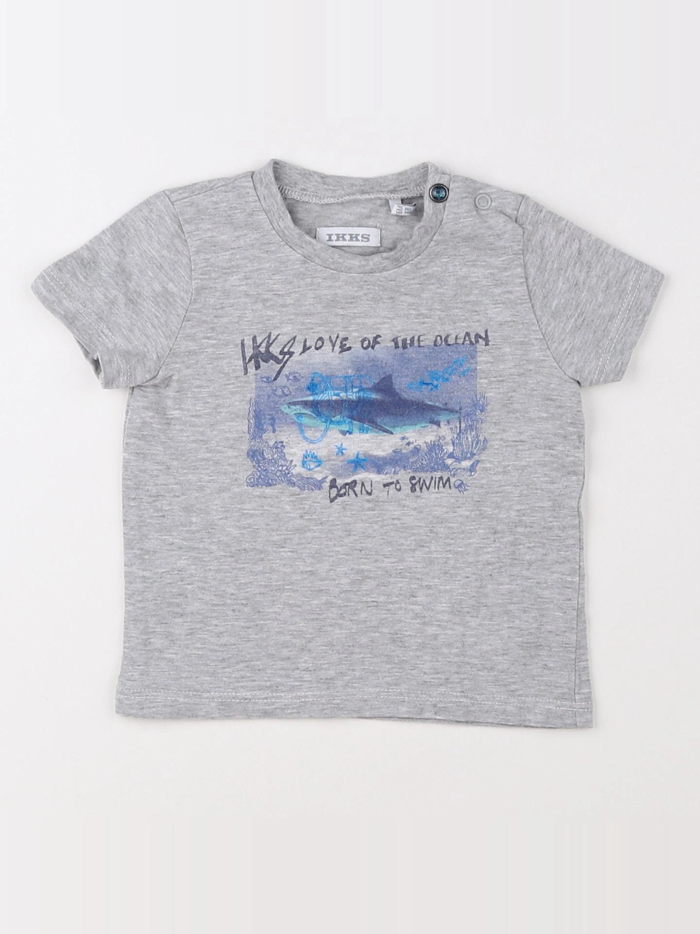 IKKS - tee-shirt gris, bleu - 6 mois