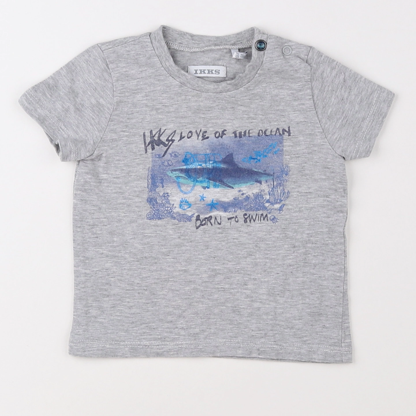 IKKS - tee-shirt gris, bleu - 6 mois