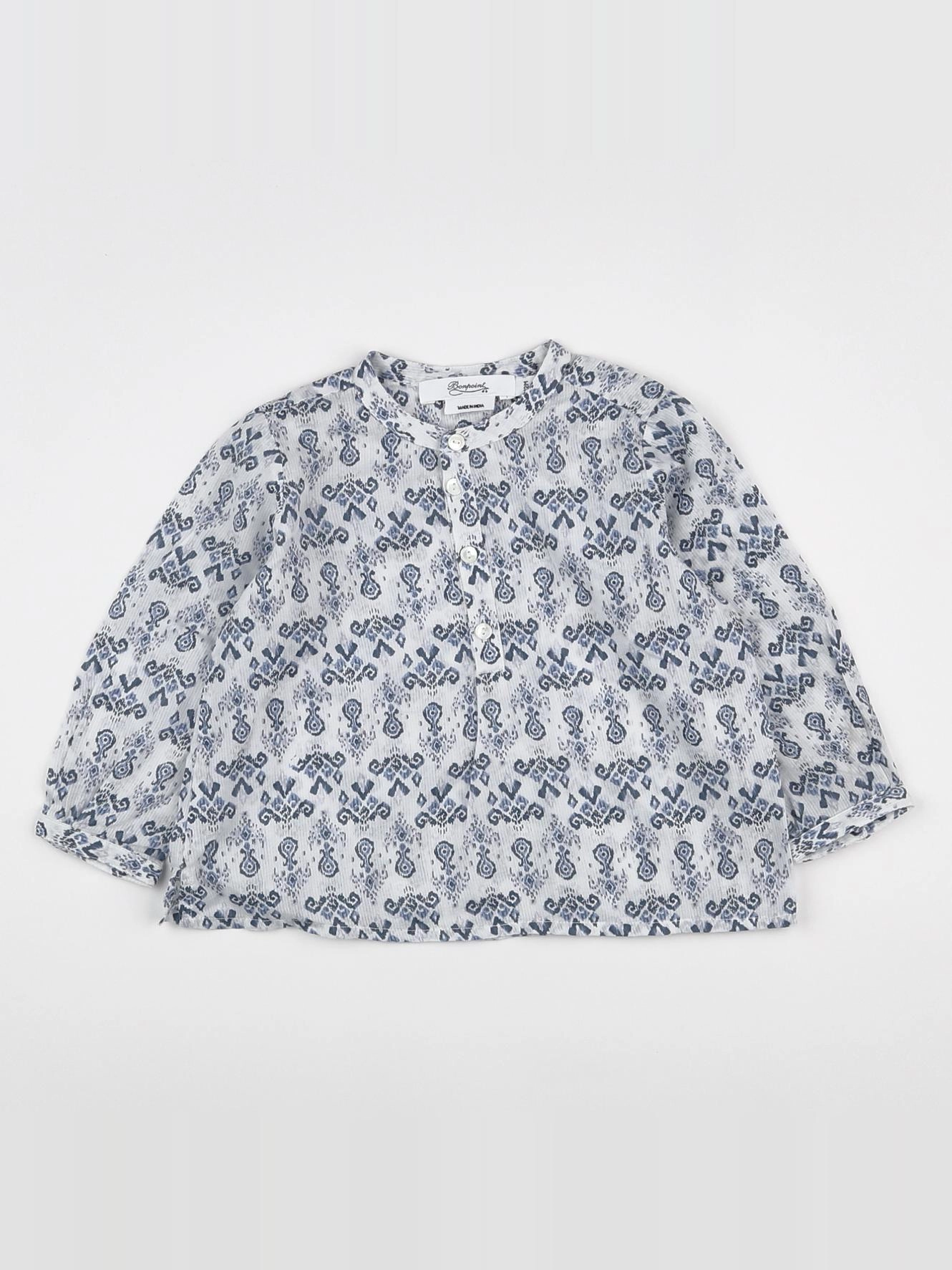 Bonpoint - blouse blanc, bleu - 12 mois