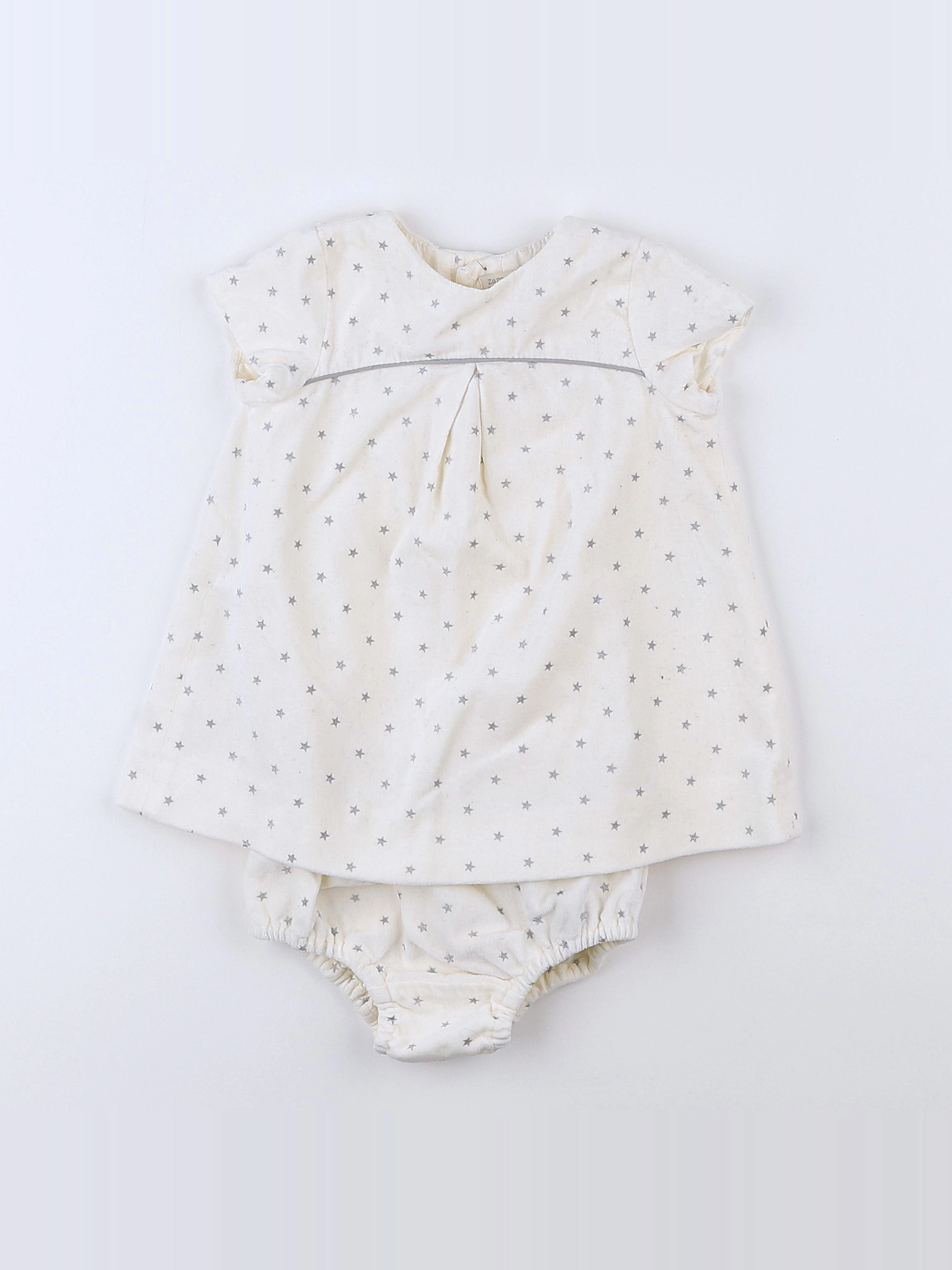 Zara - robe beige, argent - 9/12 mois