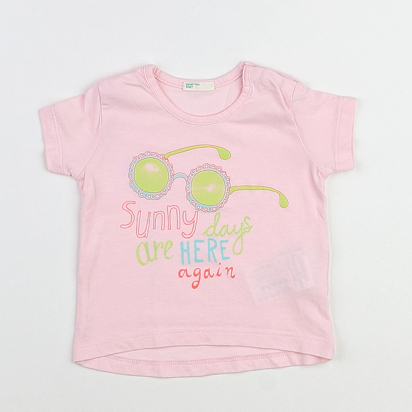 Benetton - tee-shirt rose - 3/6 mois