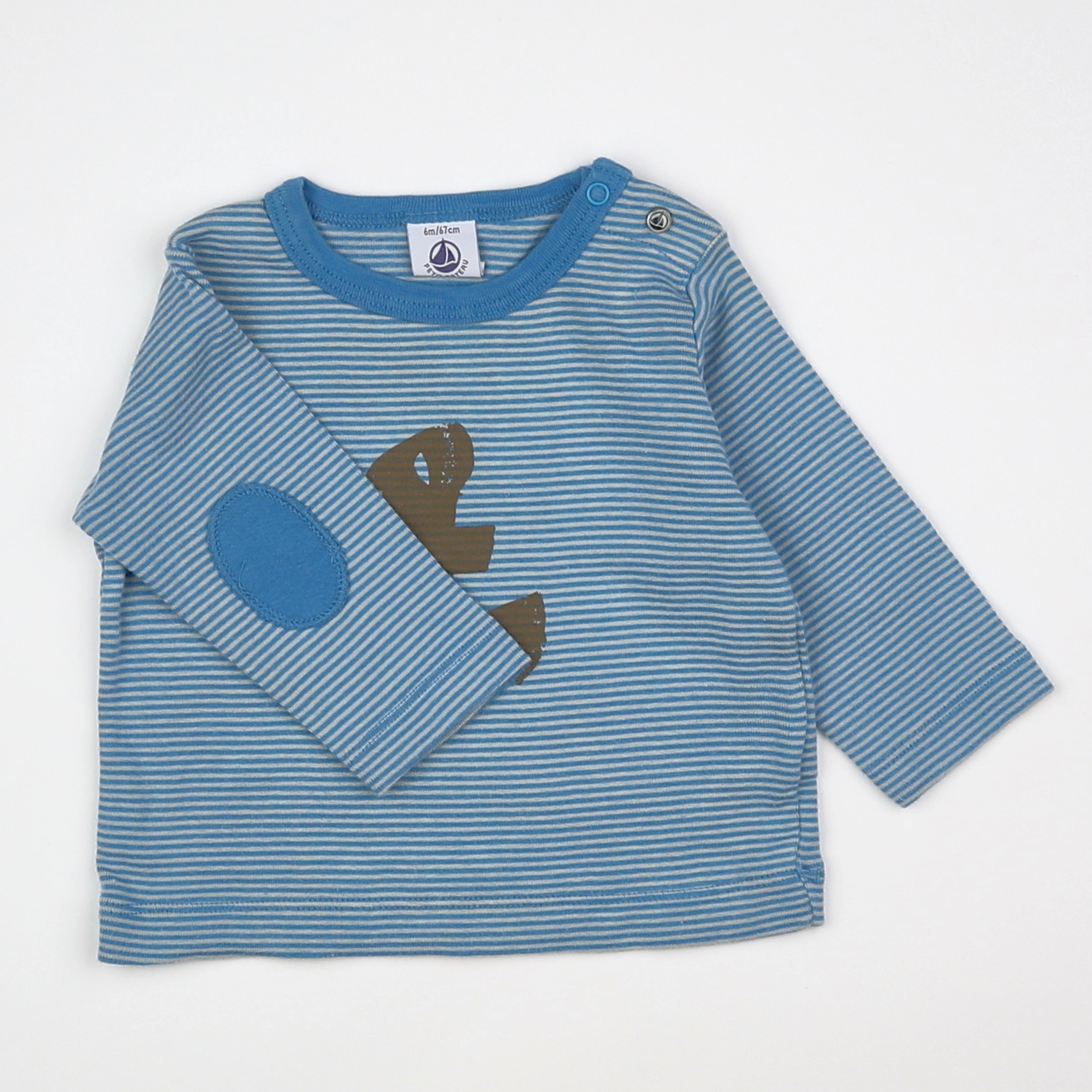 Petit Bateau - tee-shirt bleu - 6 mois