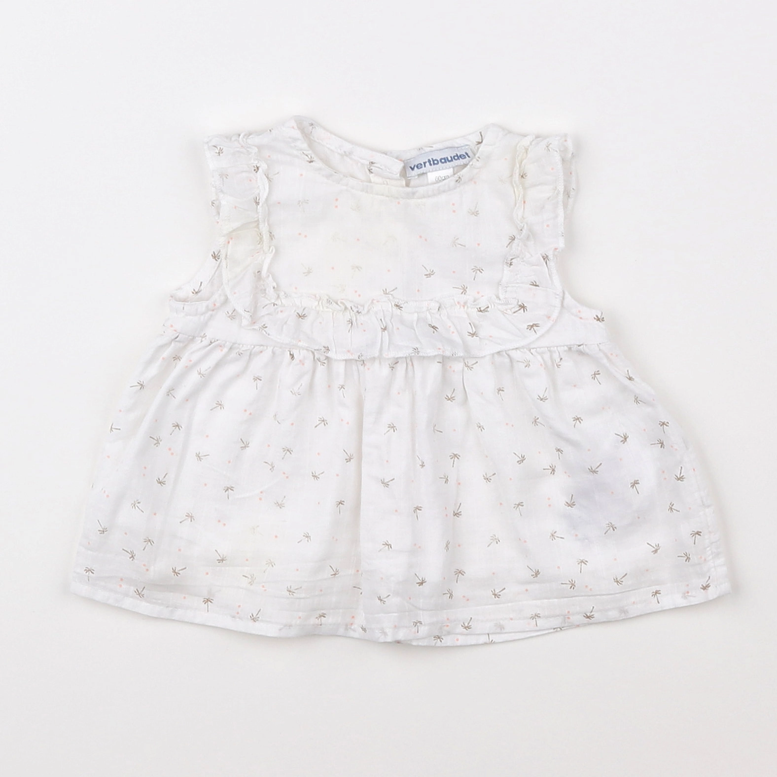 Vertbaudet - blouse blanc, rose - 3 mois