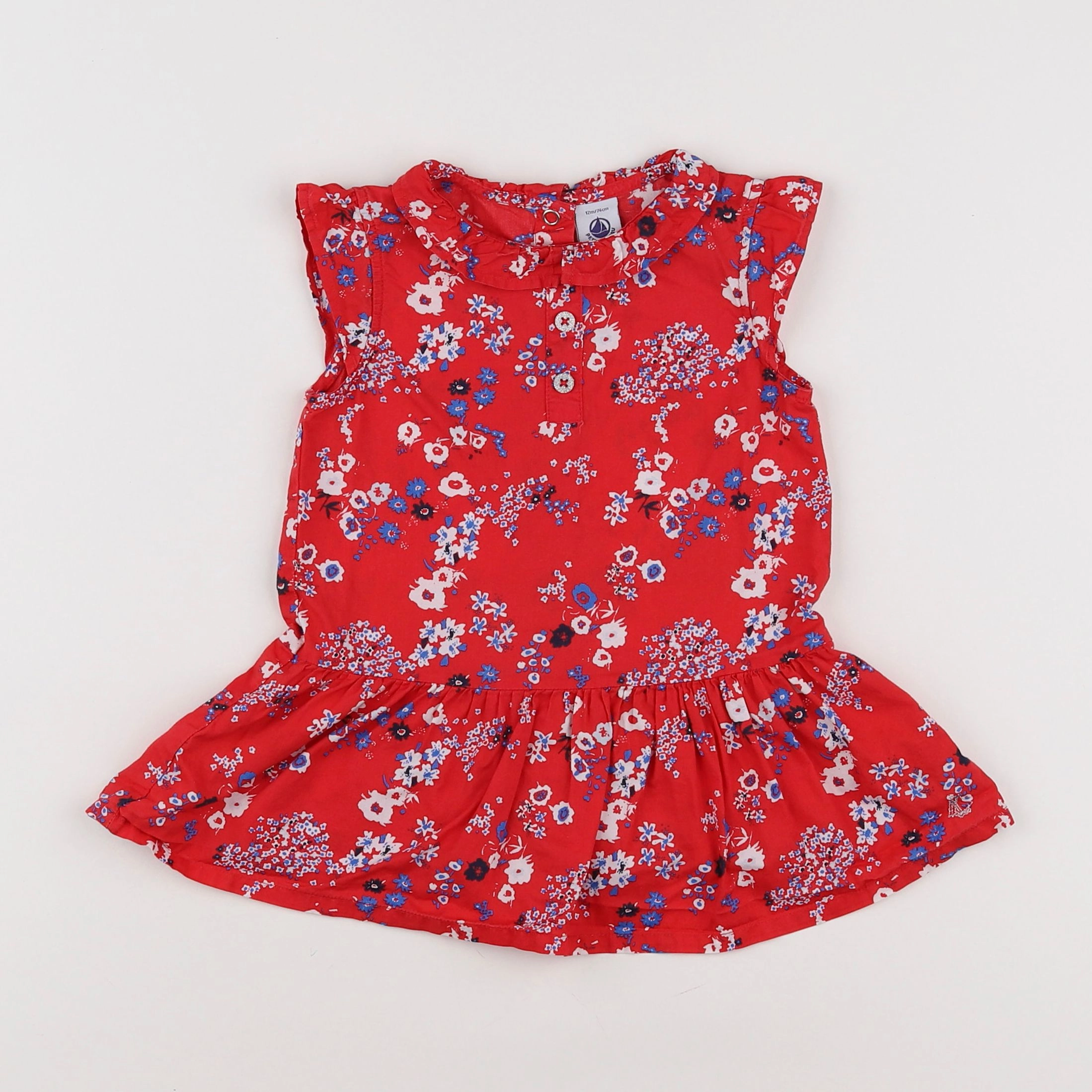 Petit Bateau - robe rouge - 12 mois