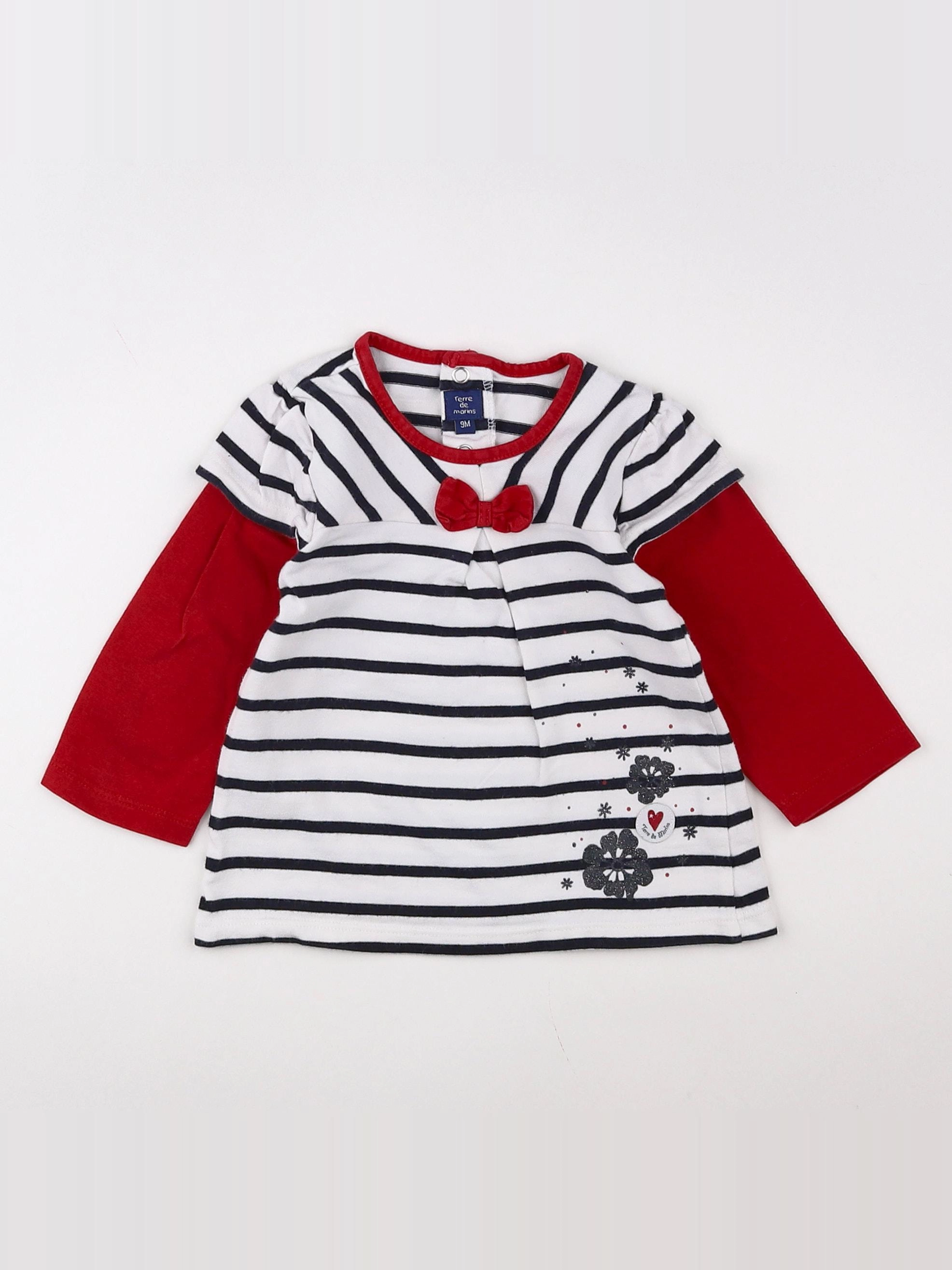 Terre de marins - robe blanc, rouge - 9 mois