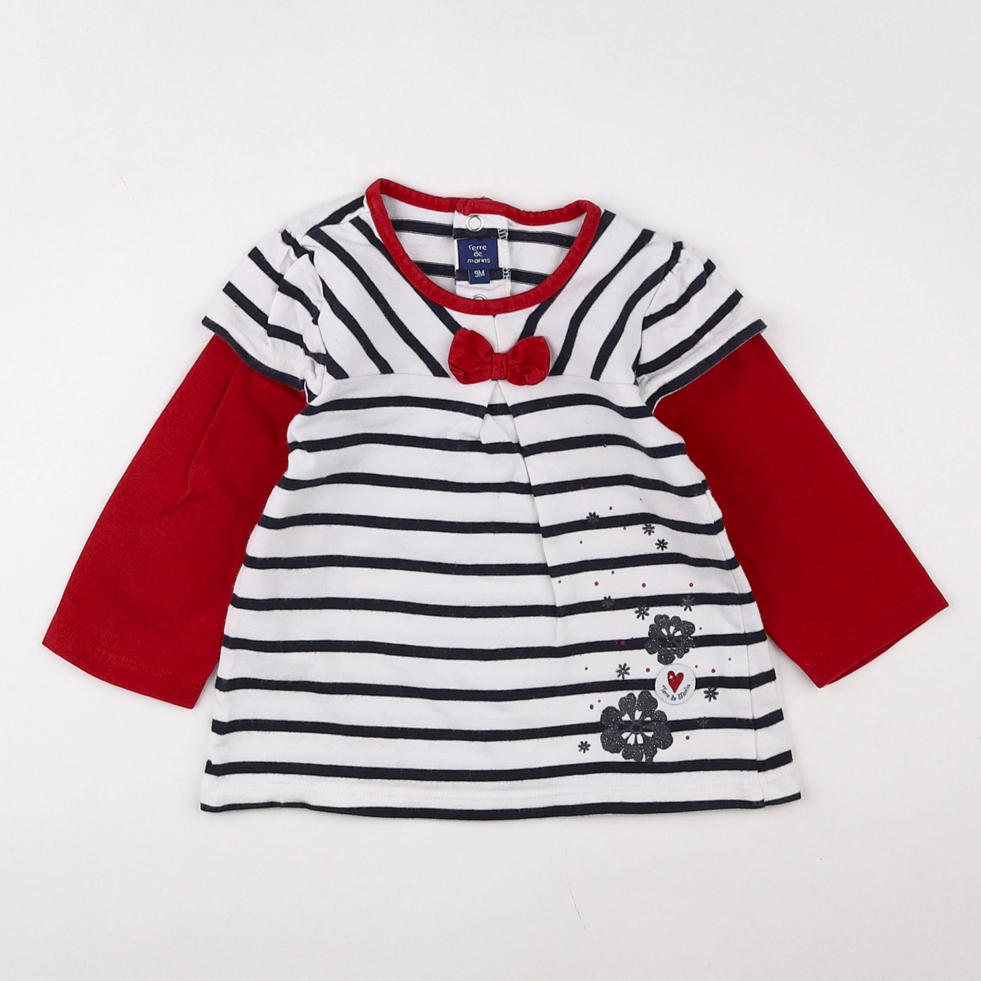 Terre de marins - robe blanc, rouge - 9 mois