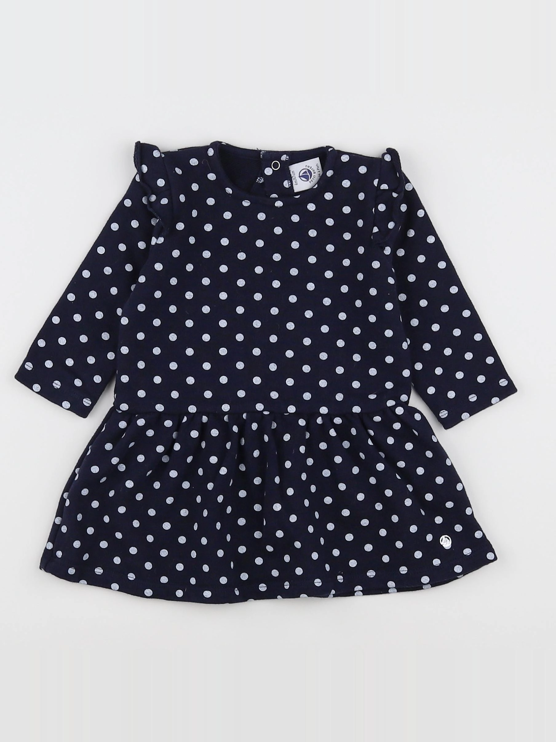Petit Bateau - robe bleu, blanc - 6 mois