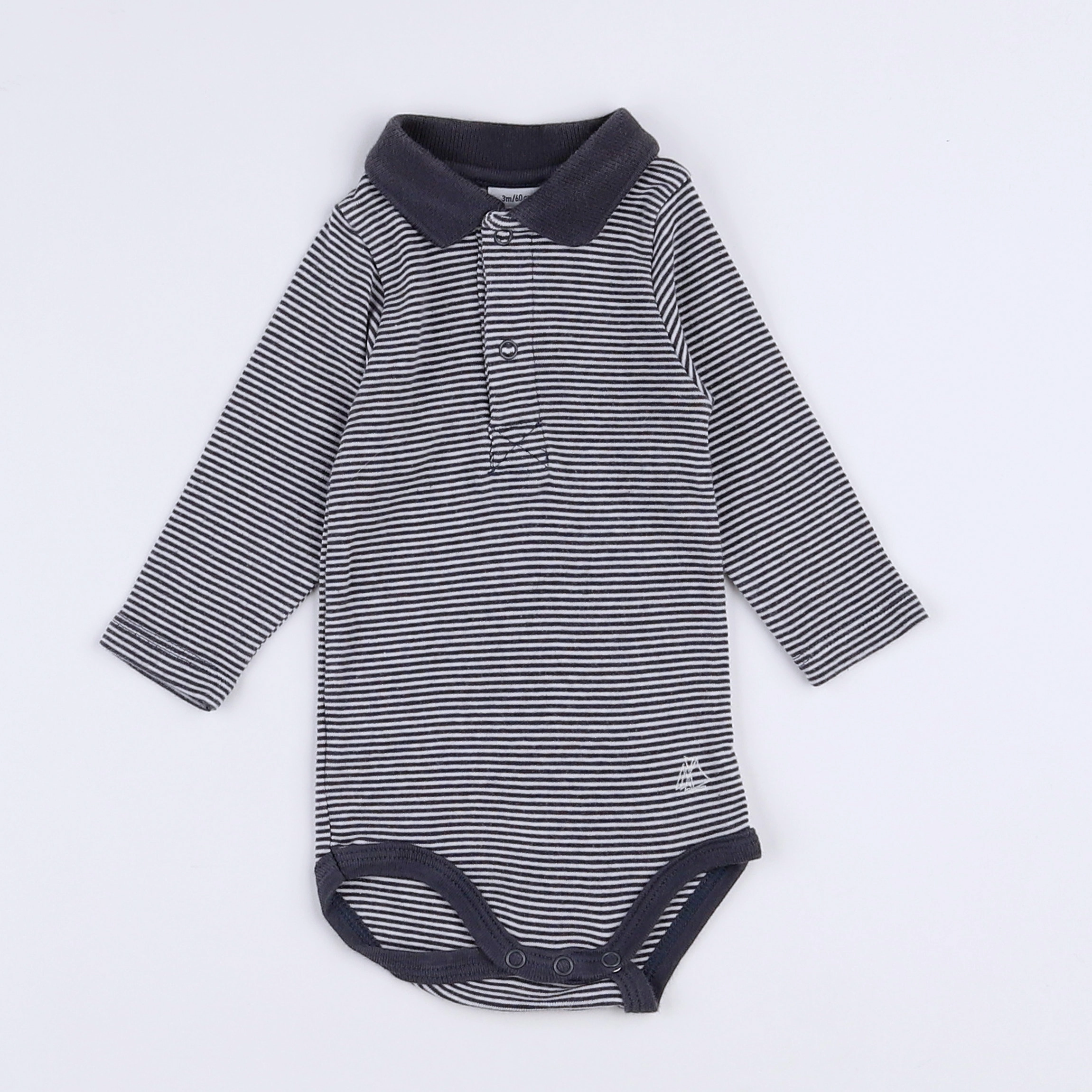 Petit Bateau - body vetement gris - 3 mois