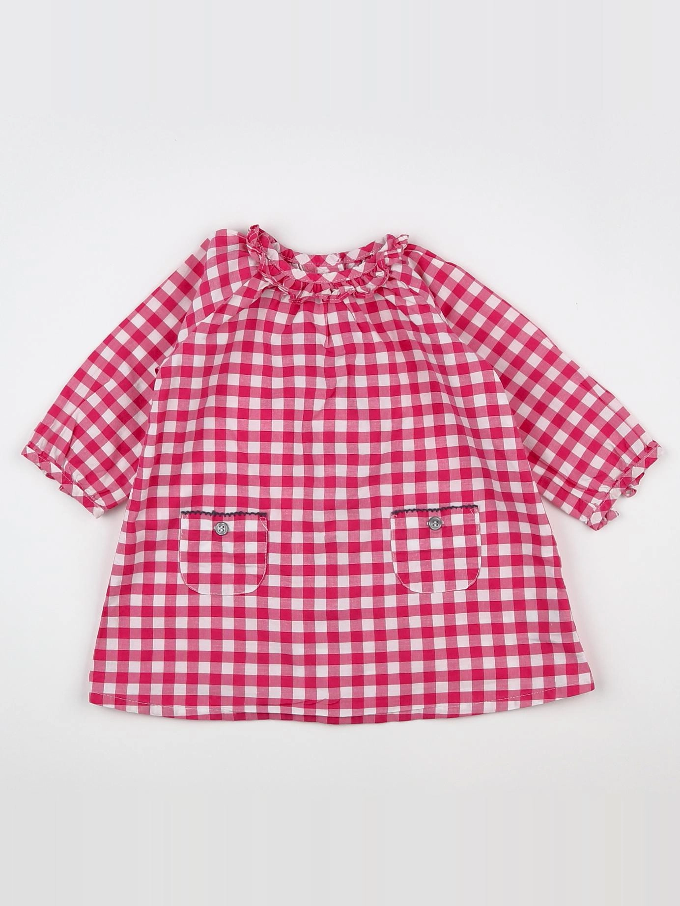 Petit Bateau - robe blanc, rose - 6 mois