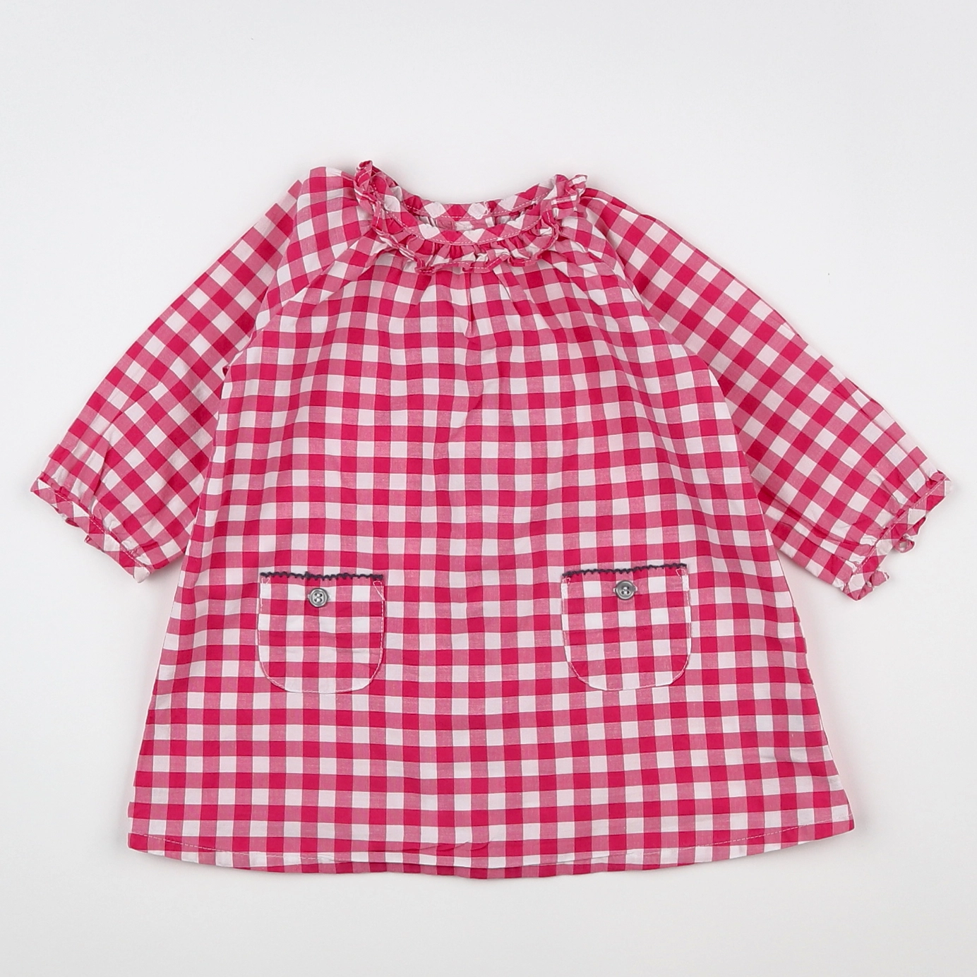 Petit Bateau - robe blanc, rose - 6 mois
