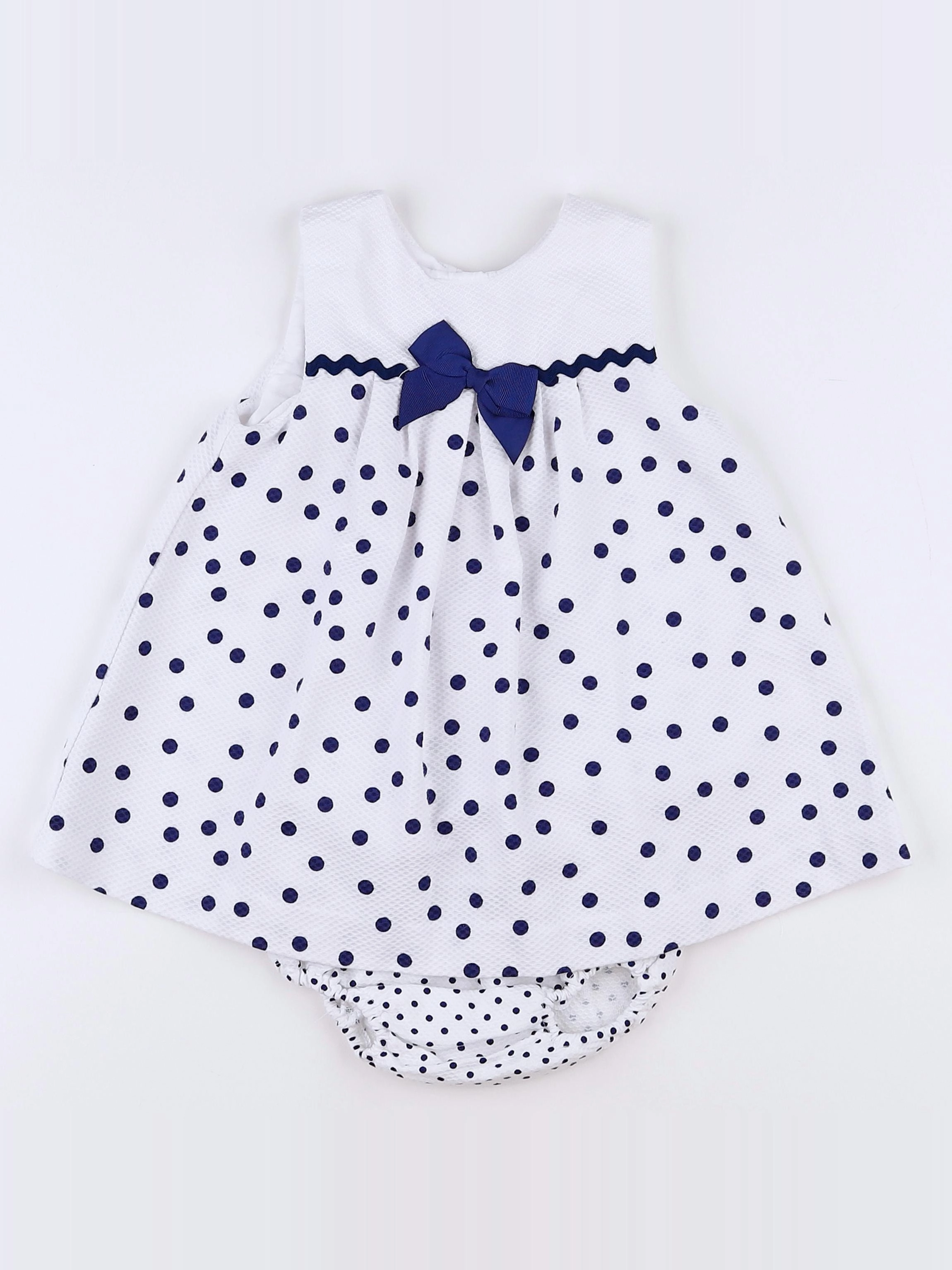 Lola Palacios - robe blanc, bleu - 12 mois