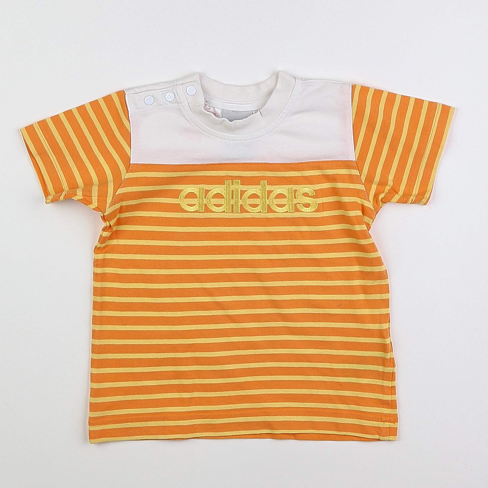 Adidas - tee-shirt orange, blanc - 18 mois