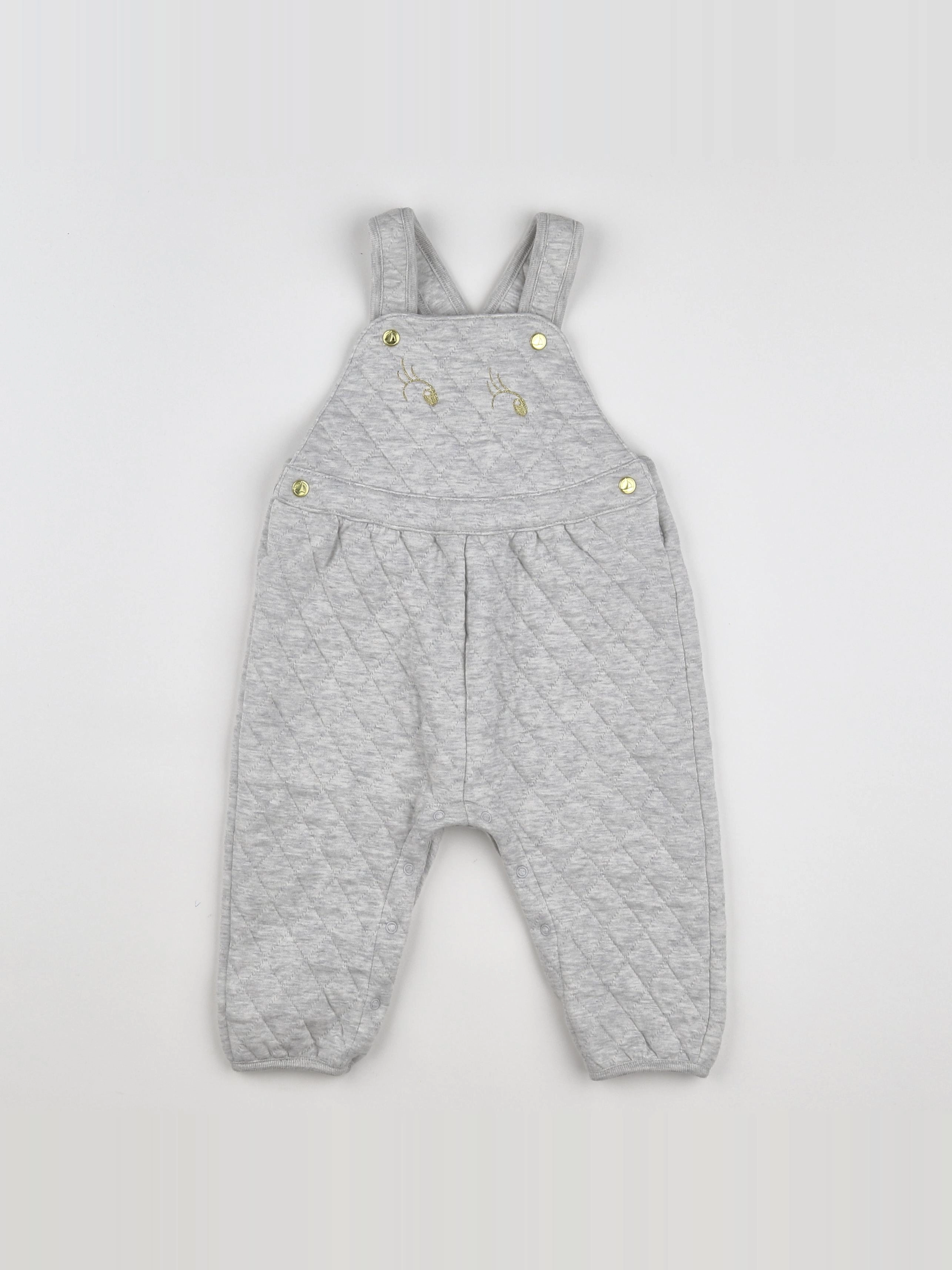 Petit Bateau - salopette gris - 12 mois