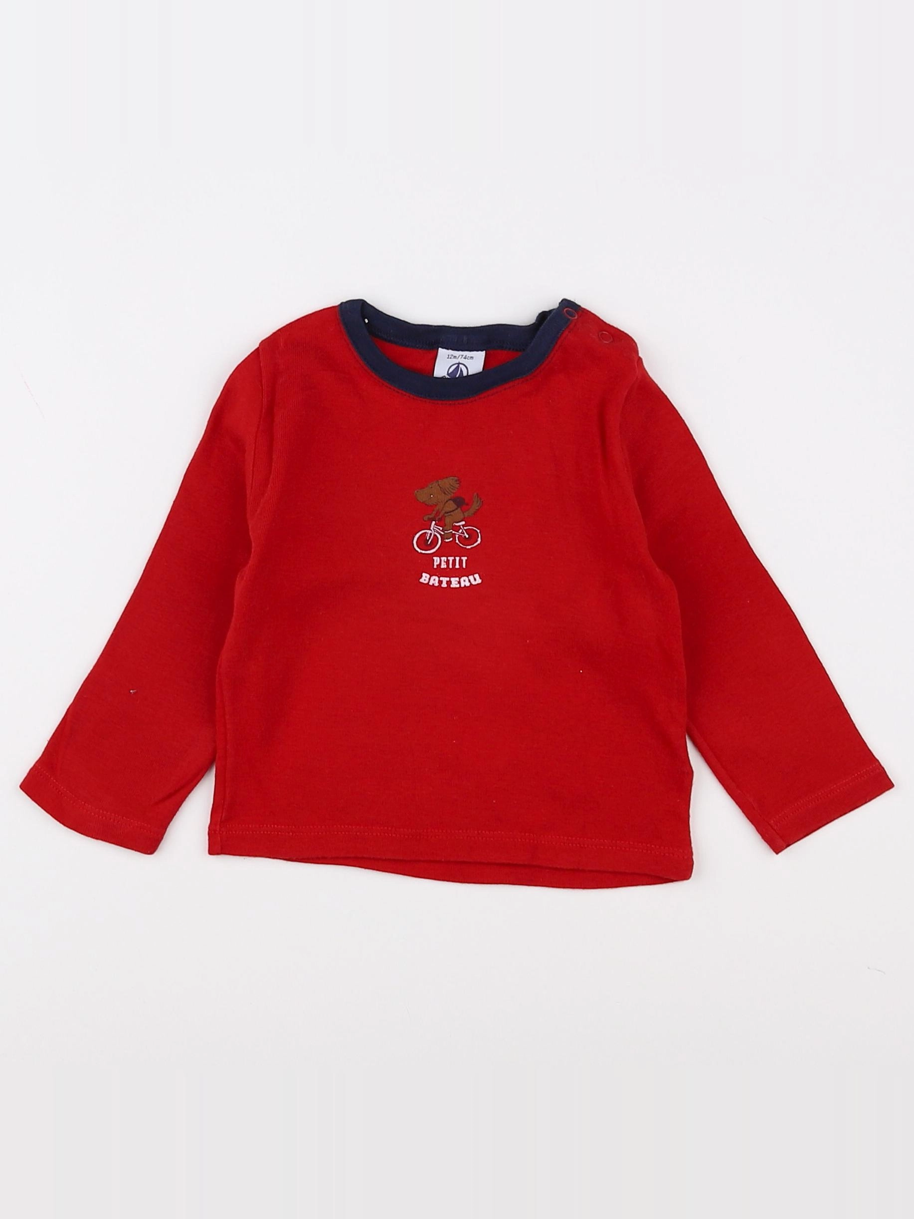 Petit Bateau - tee-shirt rouge, bleu - 12 mois