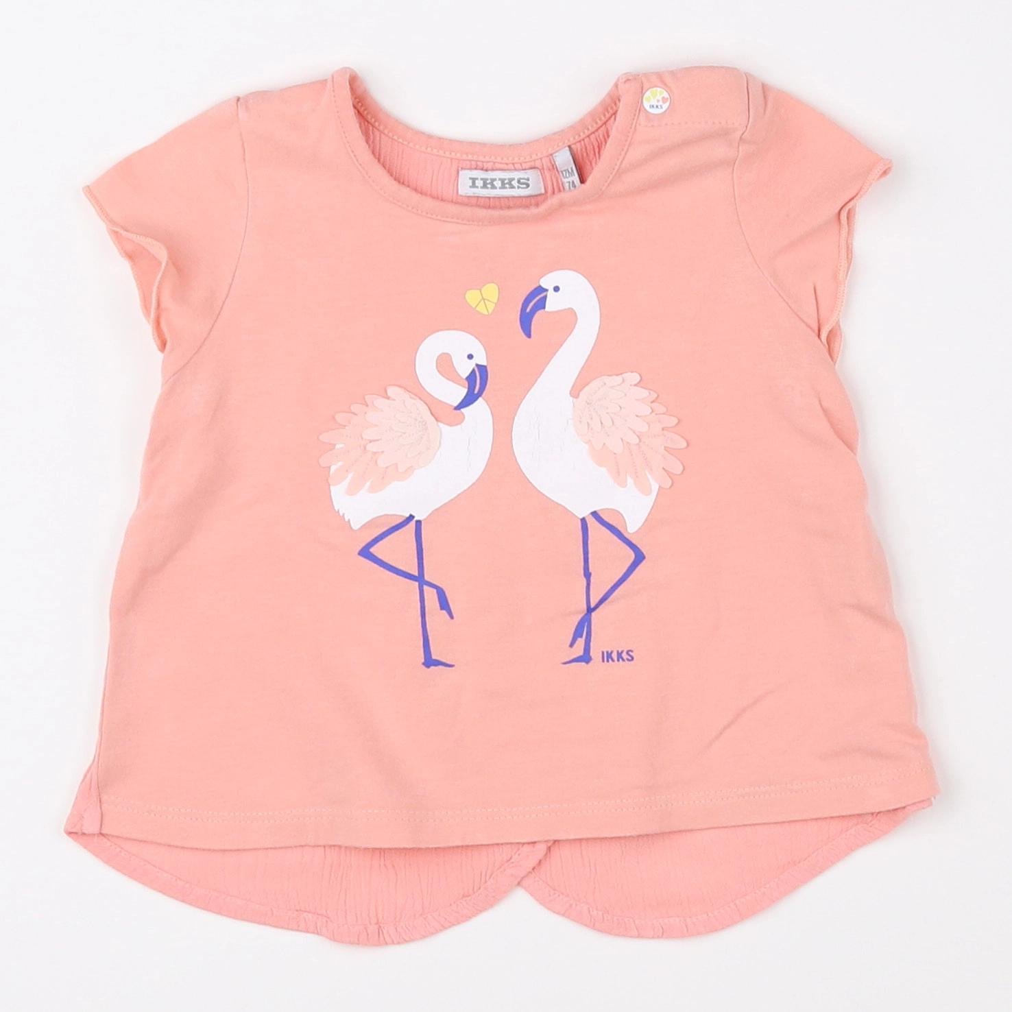 IKKS - tee-shirt blanc, rose - 12 mois