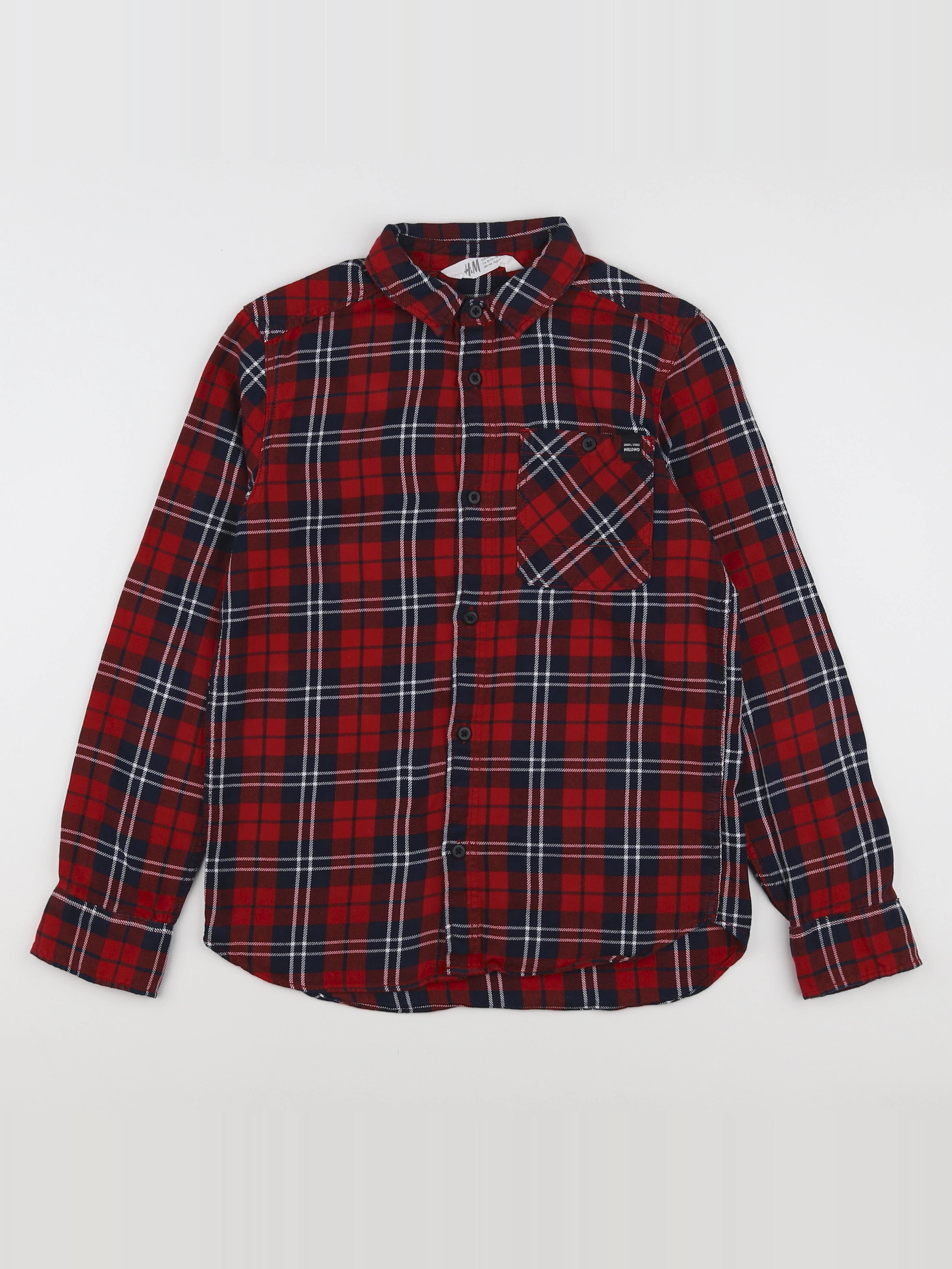 H&M - chemise rouge, bleu, multicolore - 10/11 ans
