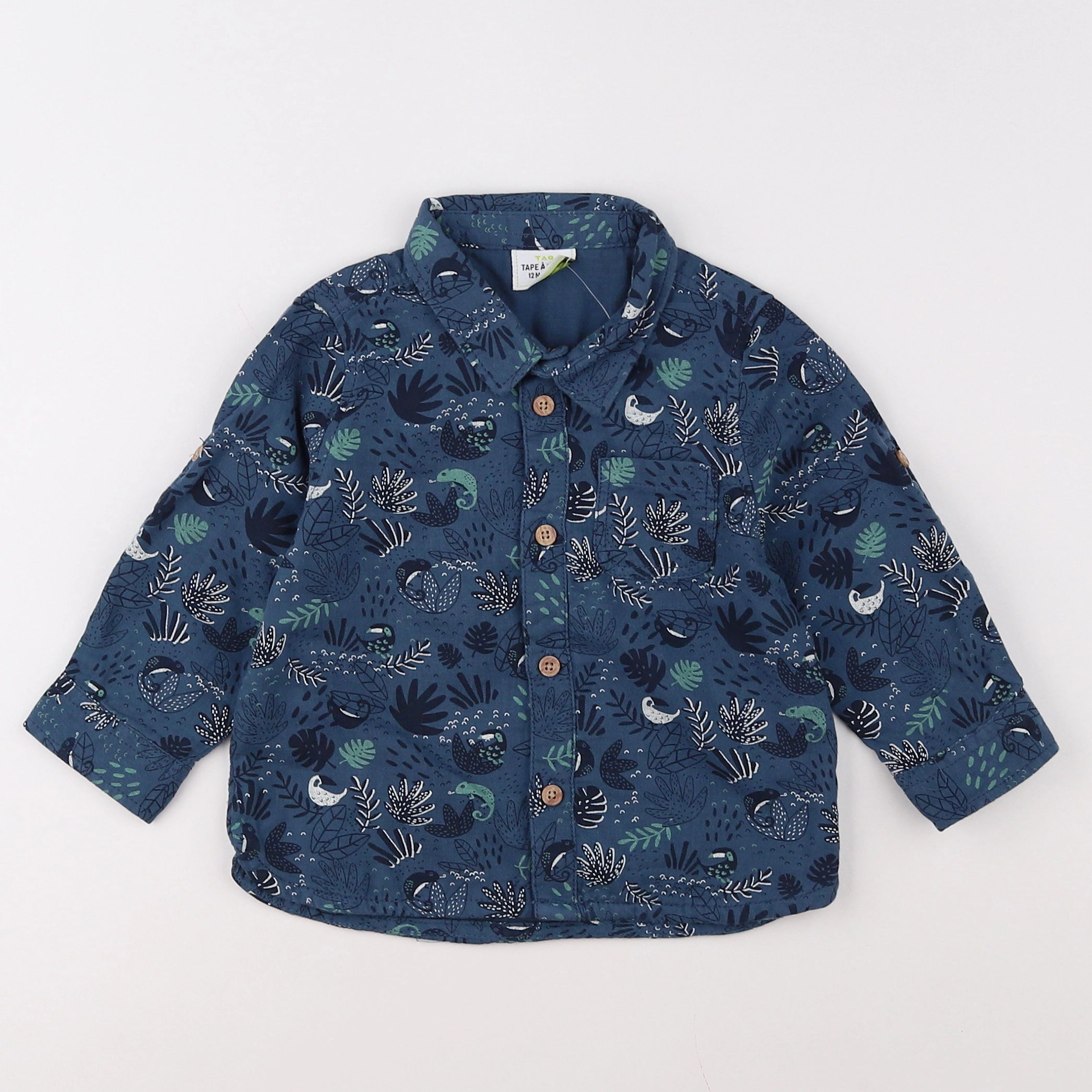 Tape à l'oeil - chemise bleu, vert (état neuf) - 12 mois
