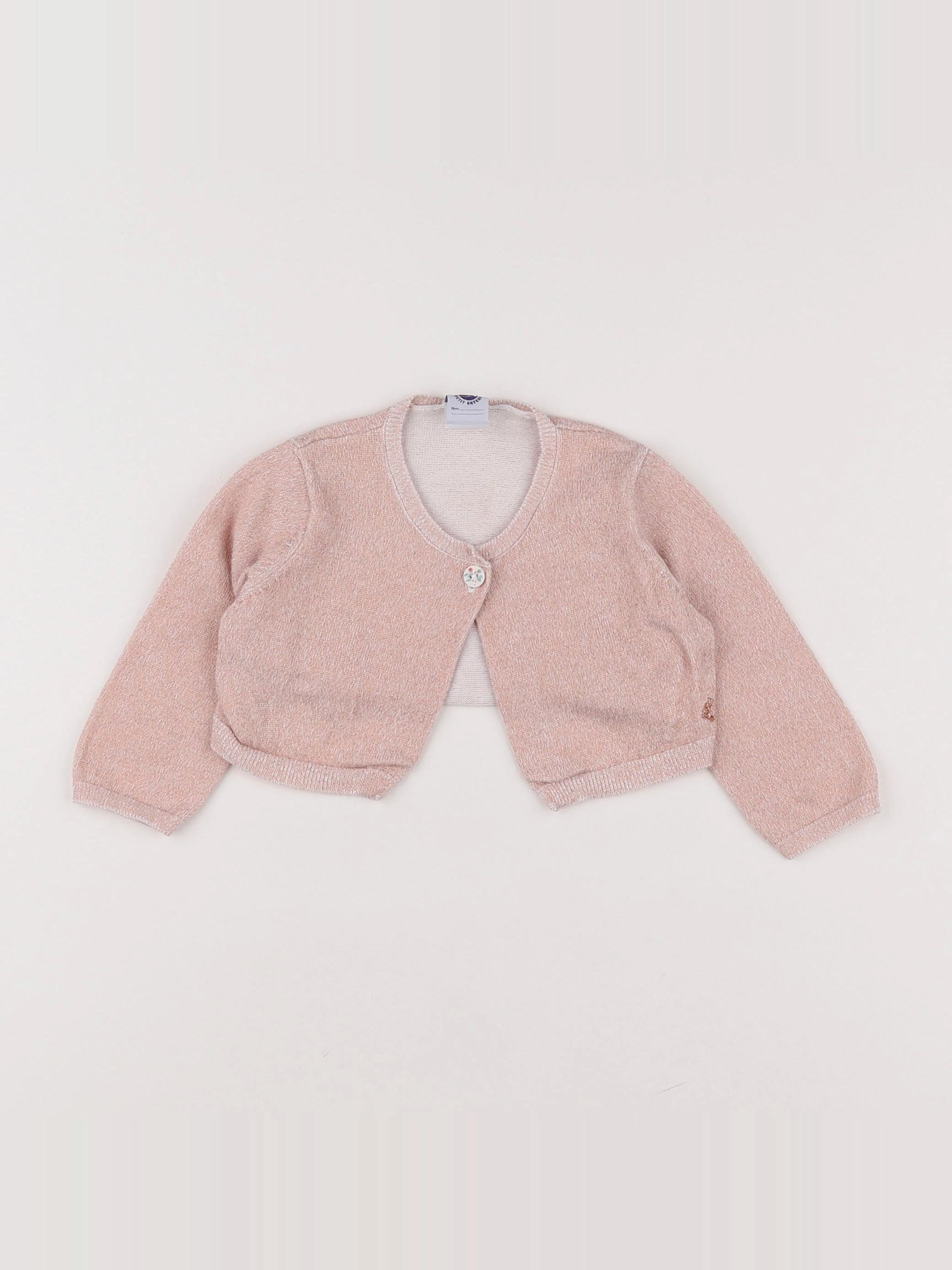 Petit Bateau - gilet rose - 12 mois