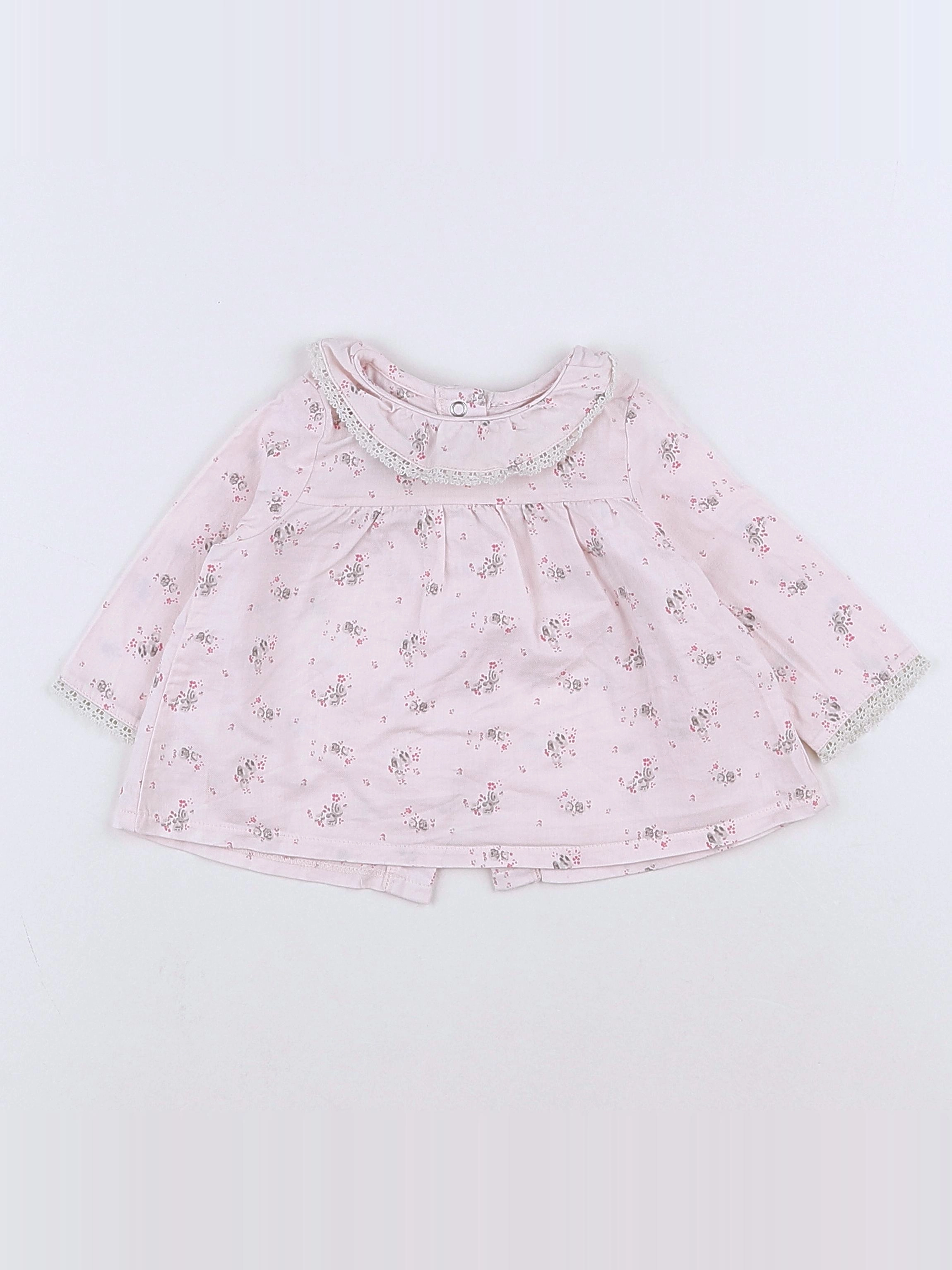 Petit Bateau - blouse rose - 3 mois