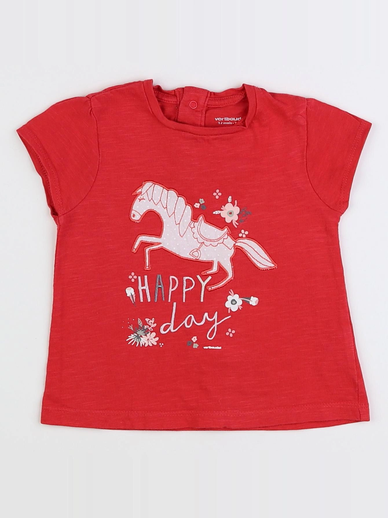 Vertbaudet - tee-shirt rouge, multicolore - 12 mois