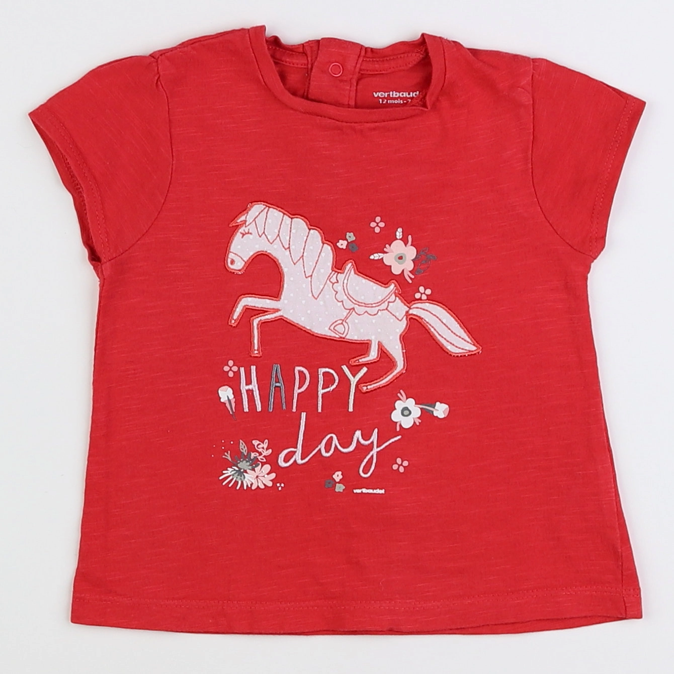 Vertbaudet - tee-shirt rouge, multicolore - 12 mois