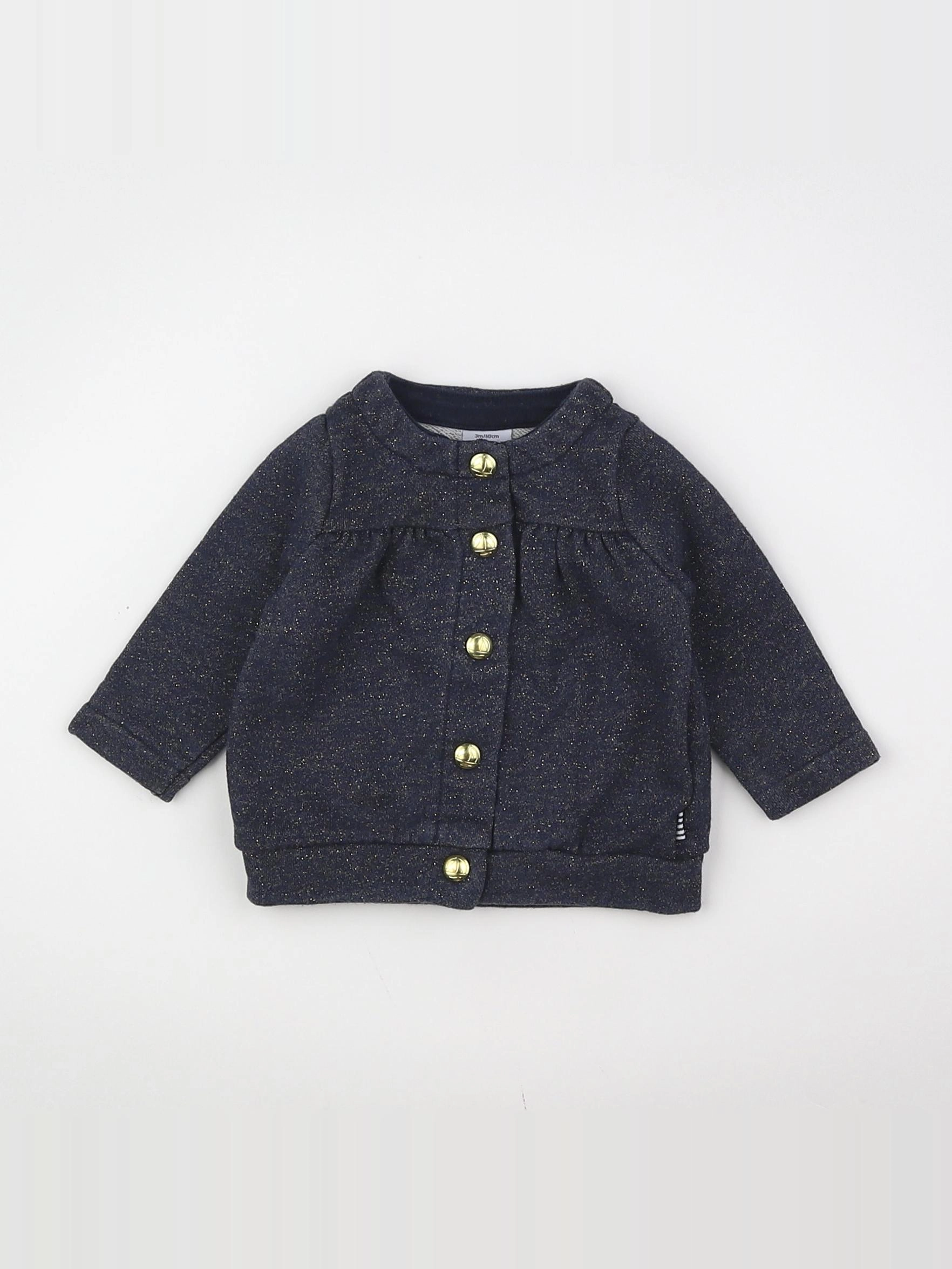 Petit Bateau - sweat bleu, or - 3 mois