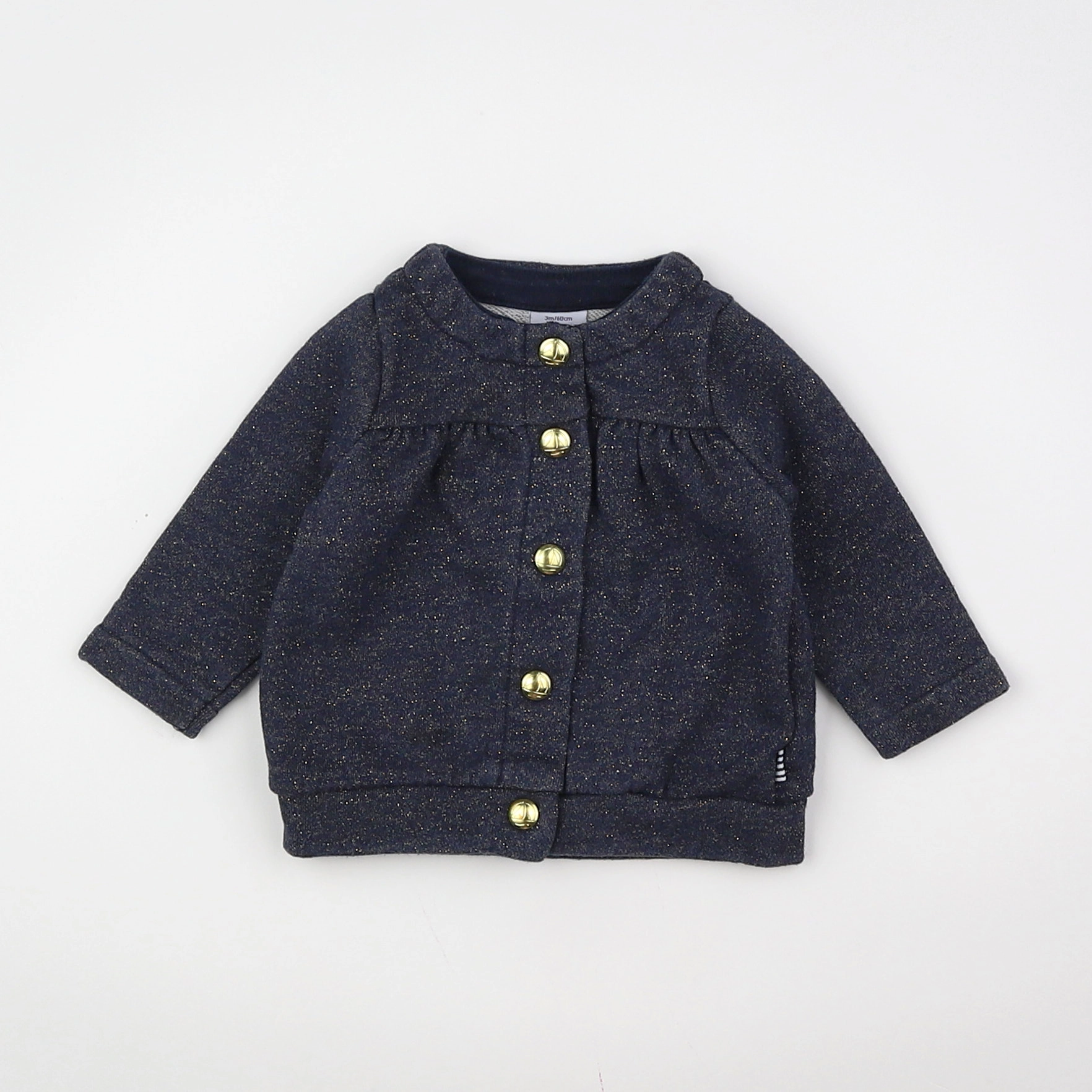 Petit Bateau - sweat bleu, or - 3 mois