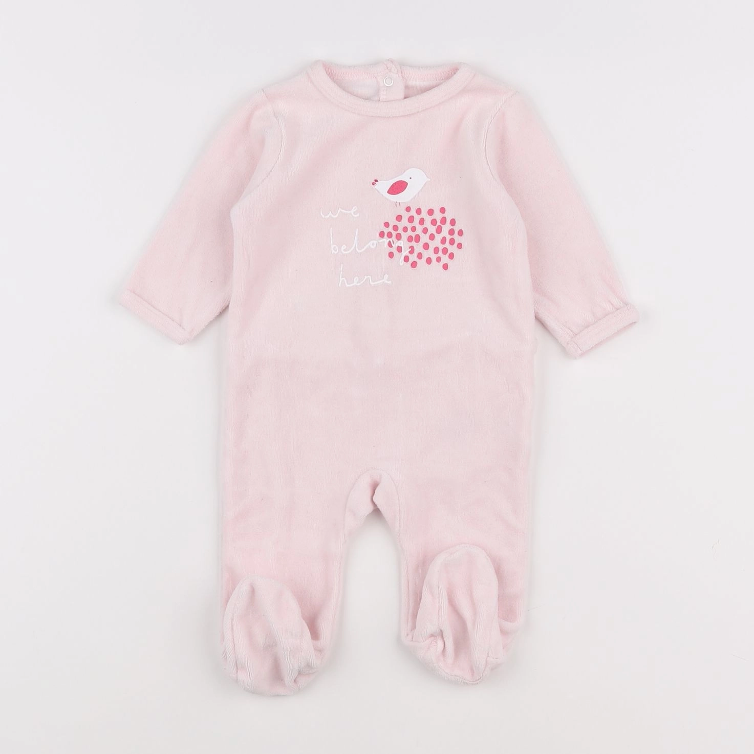 Vertbaudet - pyjama velours rose - 3 mois