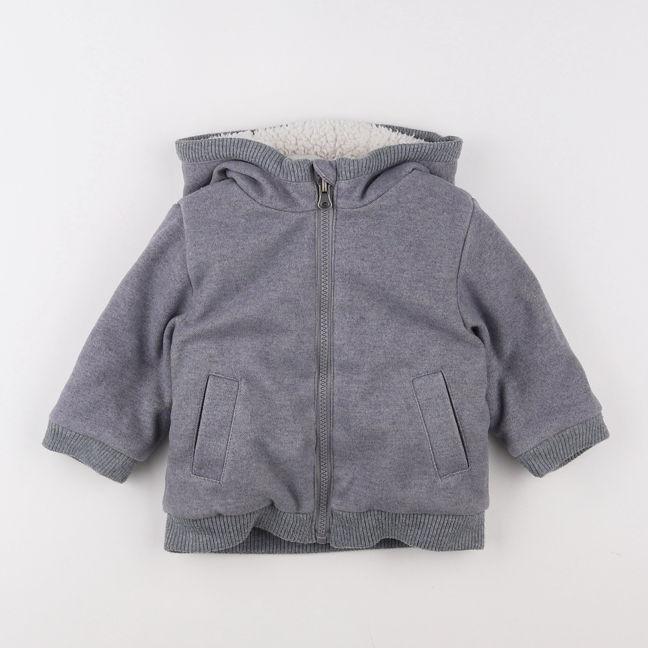 Vertbaudet - veste doublé gris - 12 mois