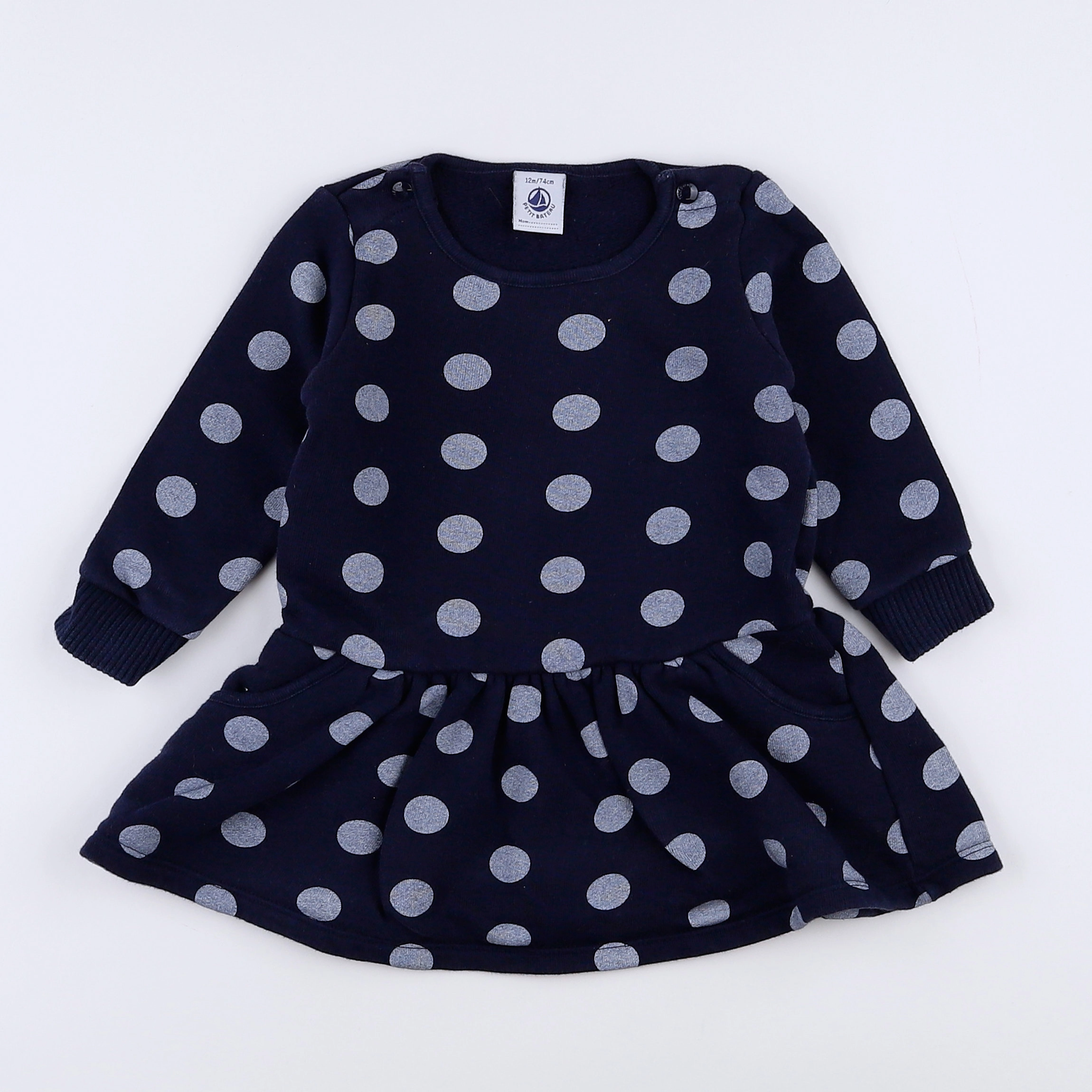 Petit Bateau - robe bleu - 12 mois