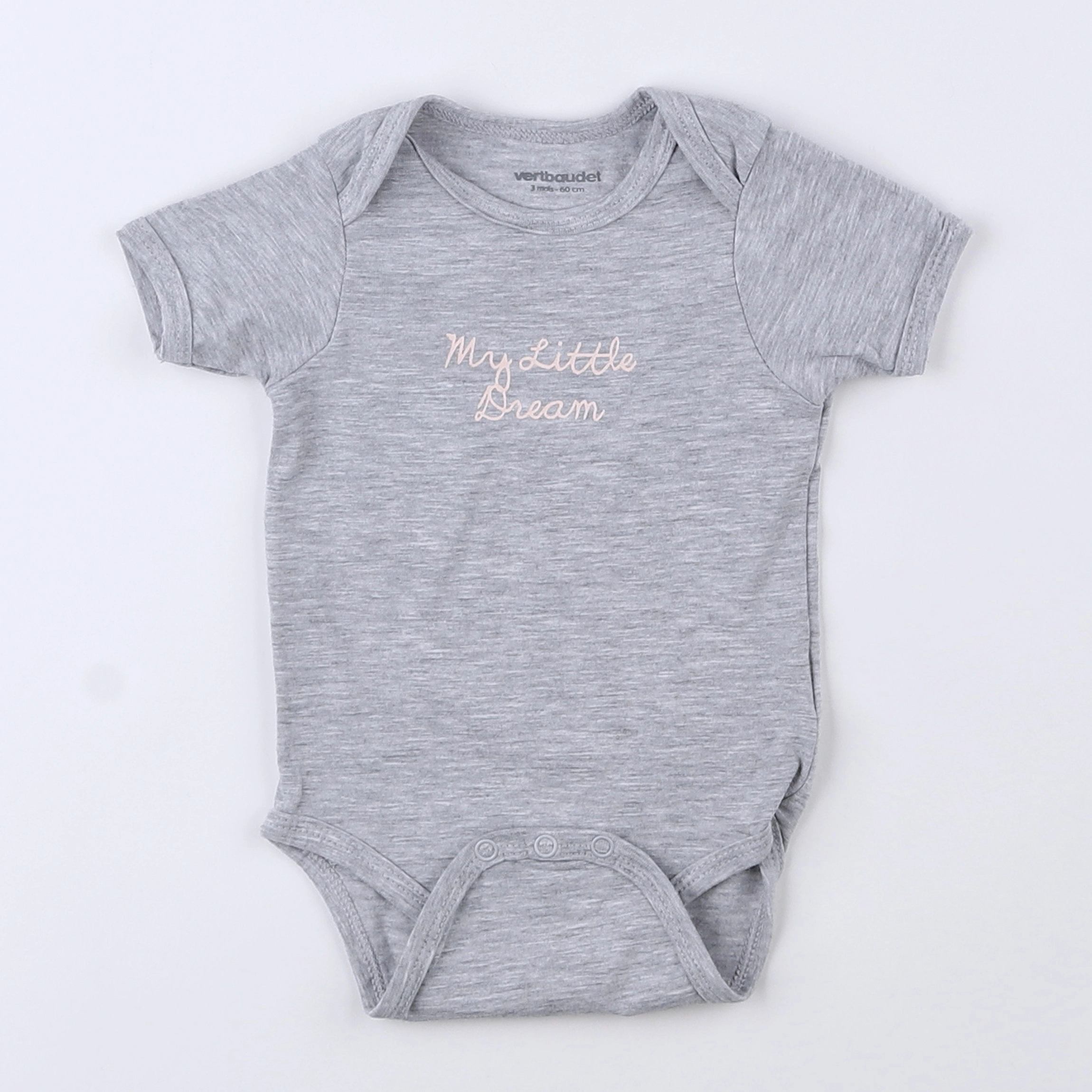 Vertbaudet - body gris, rose - 3 mois
