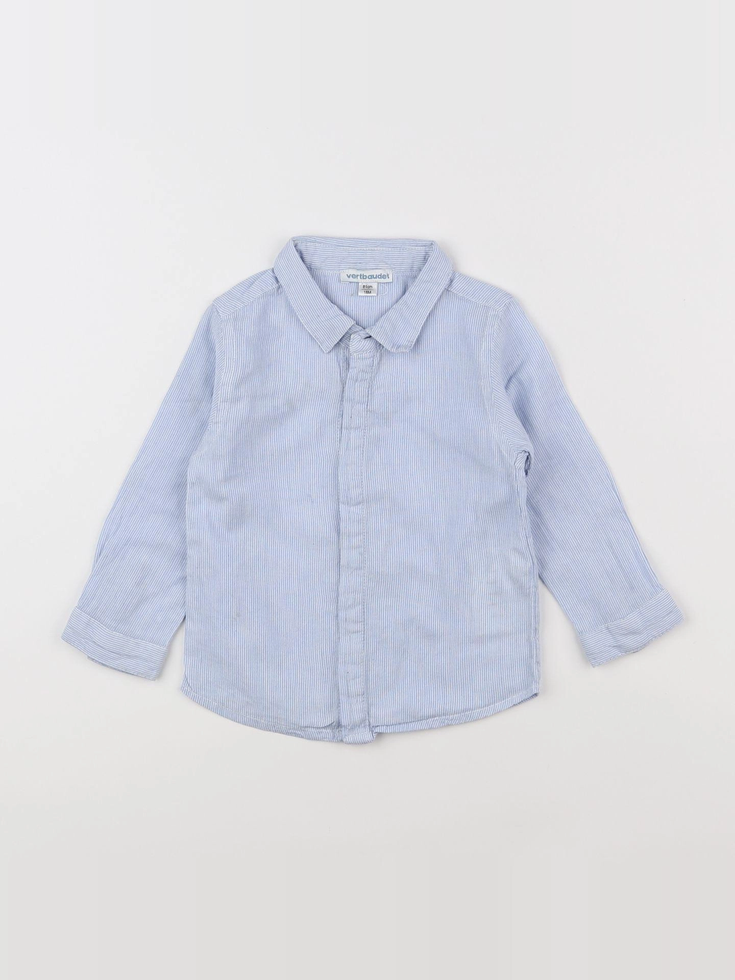 Vertbaudet - chemise bleu, blanc - 18 mois
