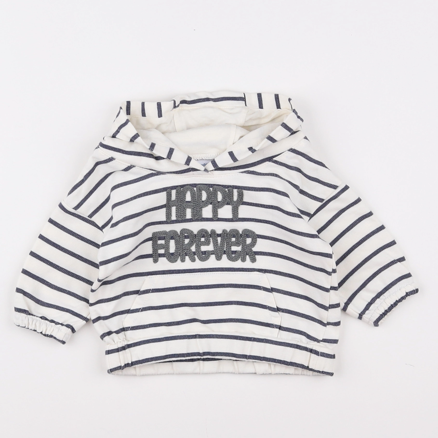 Vertbaudet - sweat blanc, gris - 3 mois