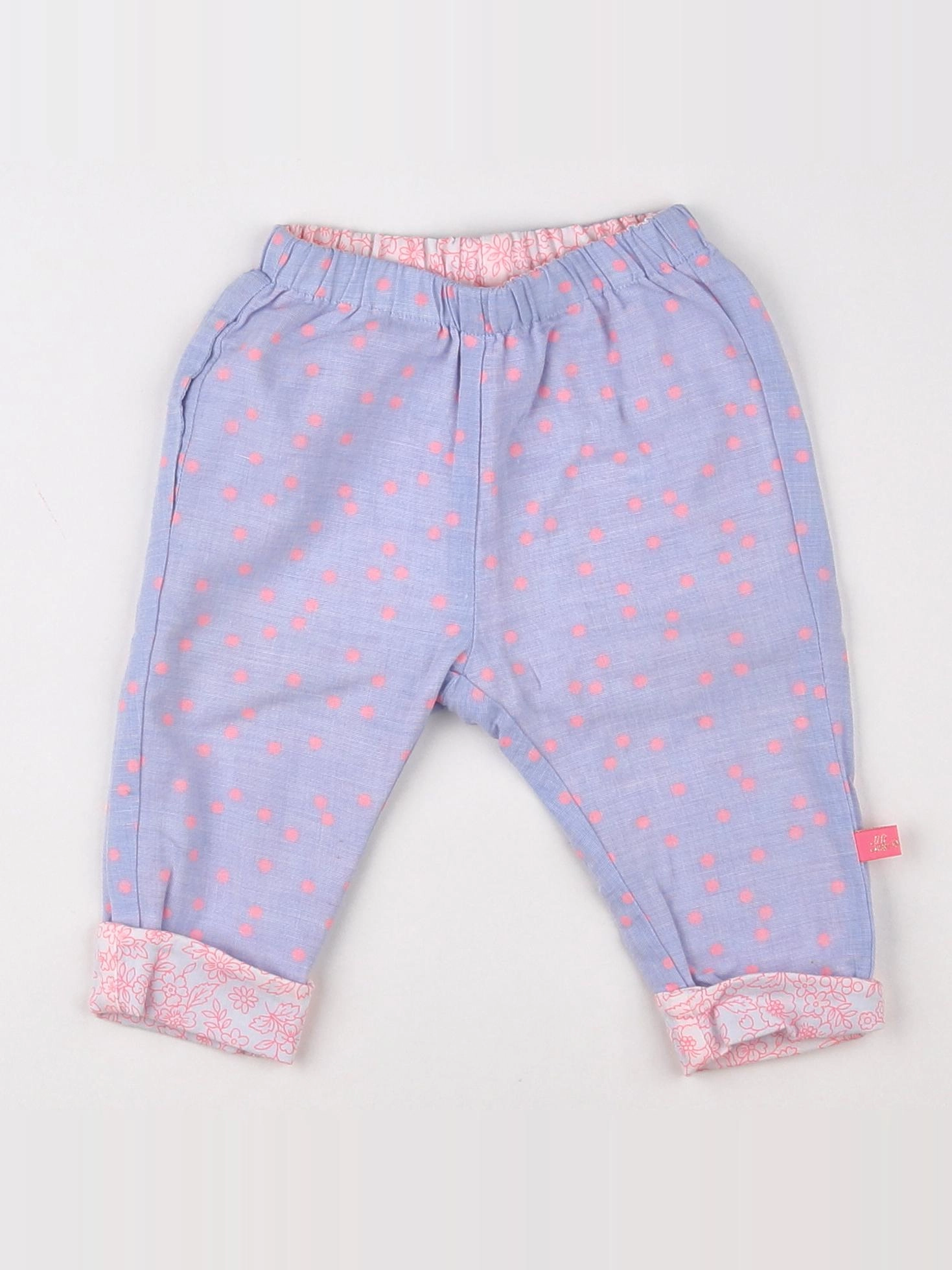 IKKS - pantalon réversible bleu, rose - 3 mois