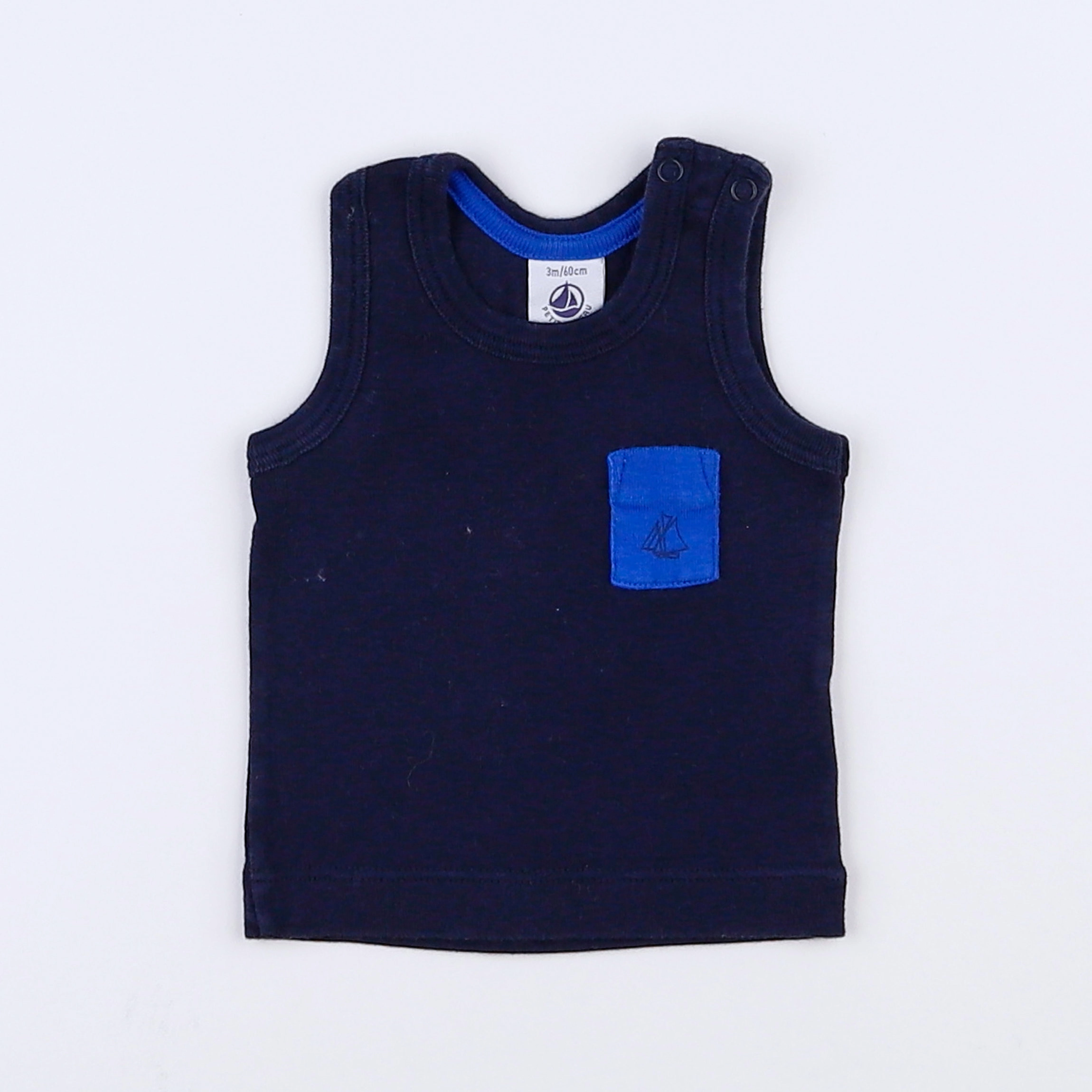 Petit Bateau - débardeur bleu - 3 mois