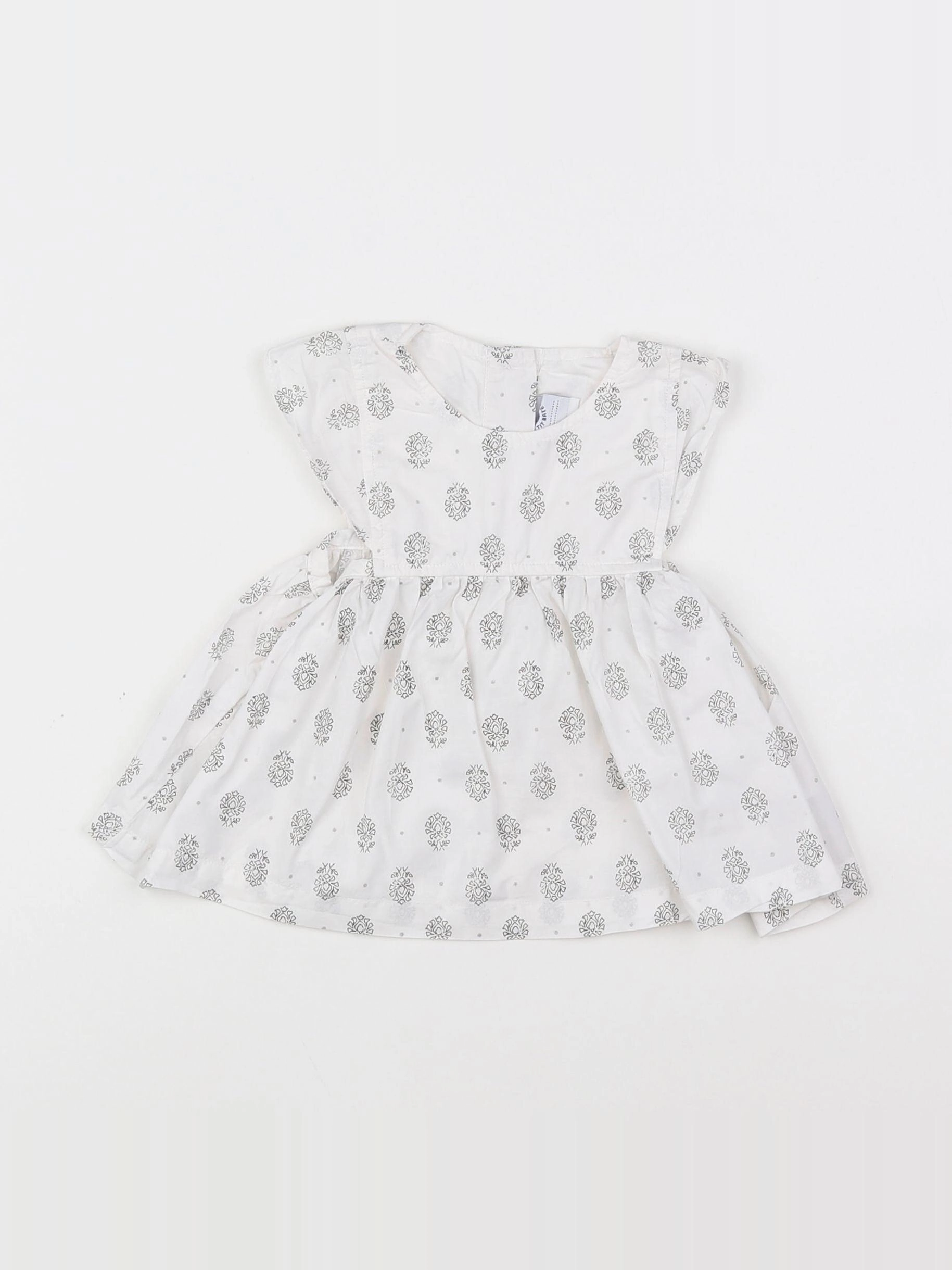 Petit Bateau - blouse blanc, noir - 6 mois
