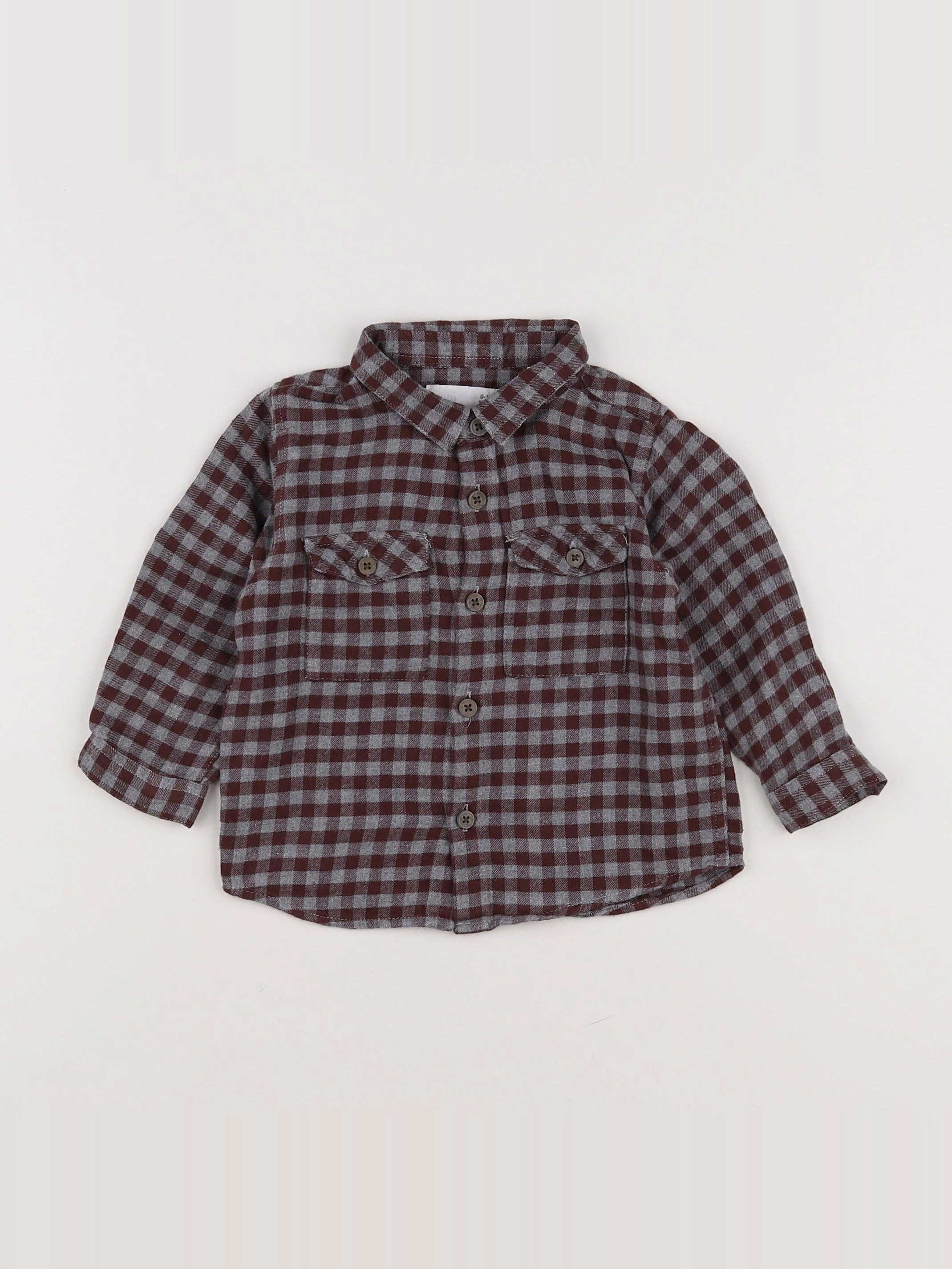 Zara - chemise gris, rouge - 9/12 mois