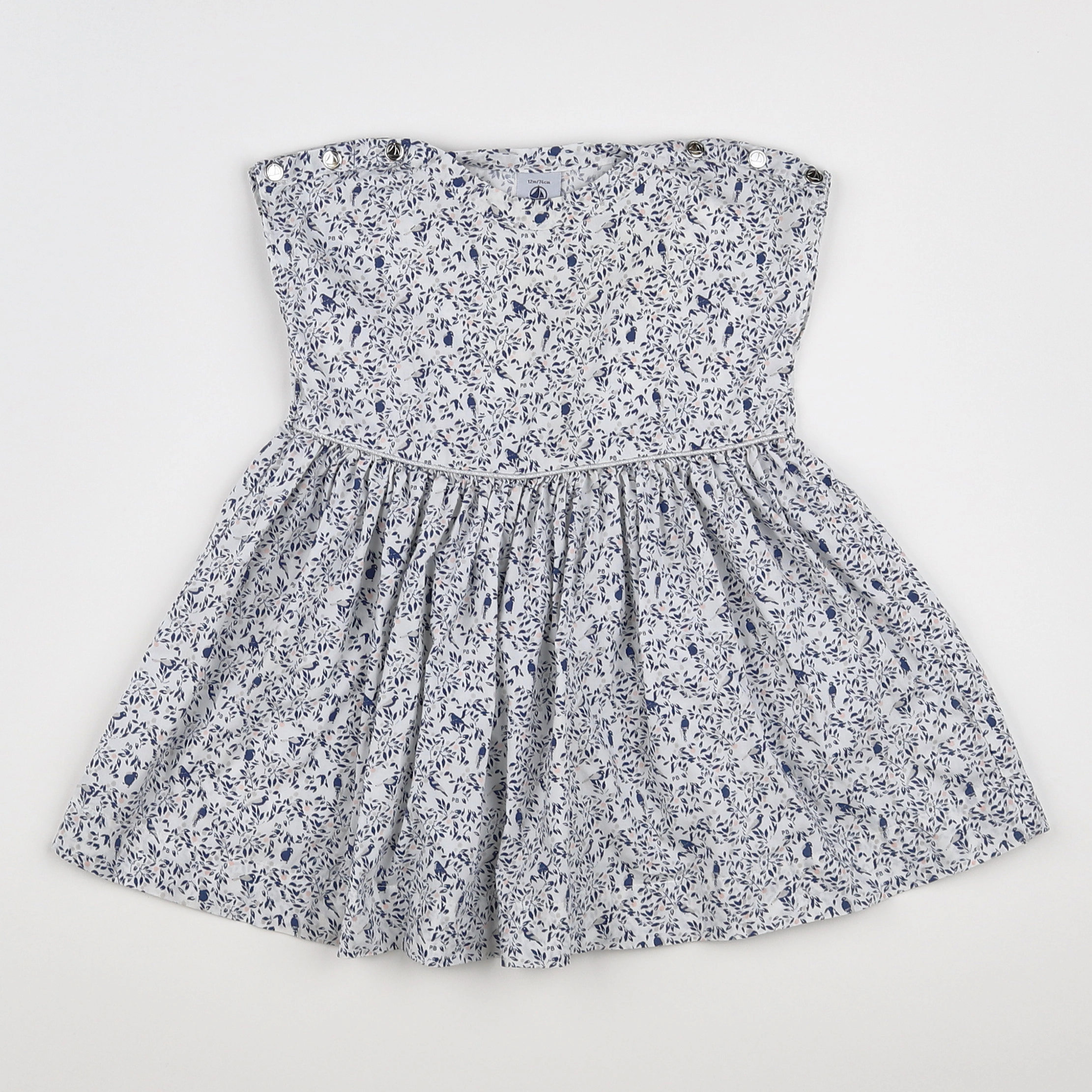 Petit Bateau - robe blanc, bleu - 12 mois