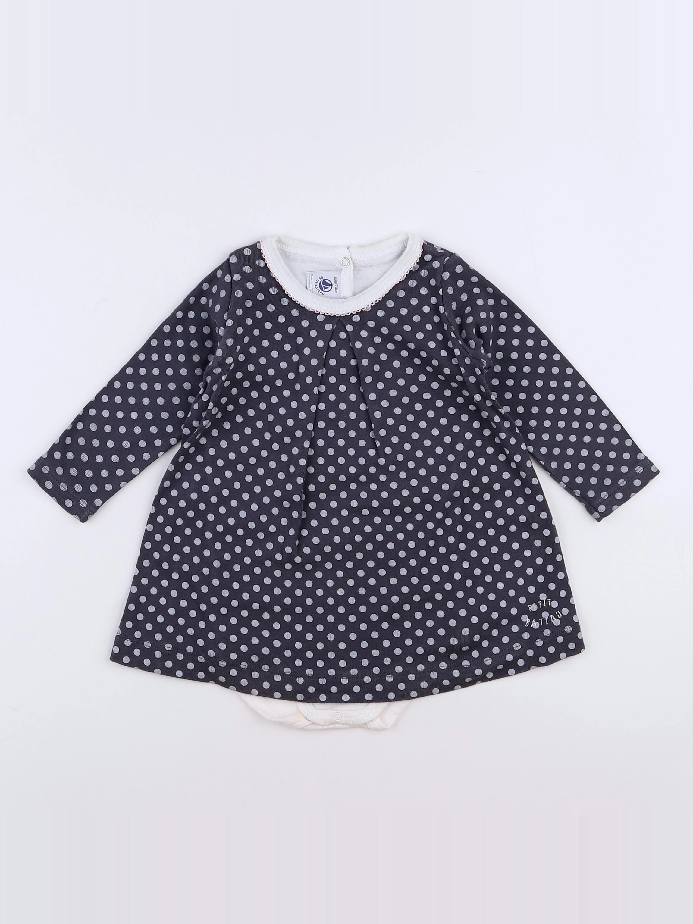 Petit Bateau - robe gris - 12 mois