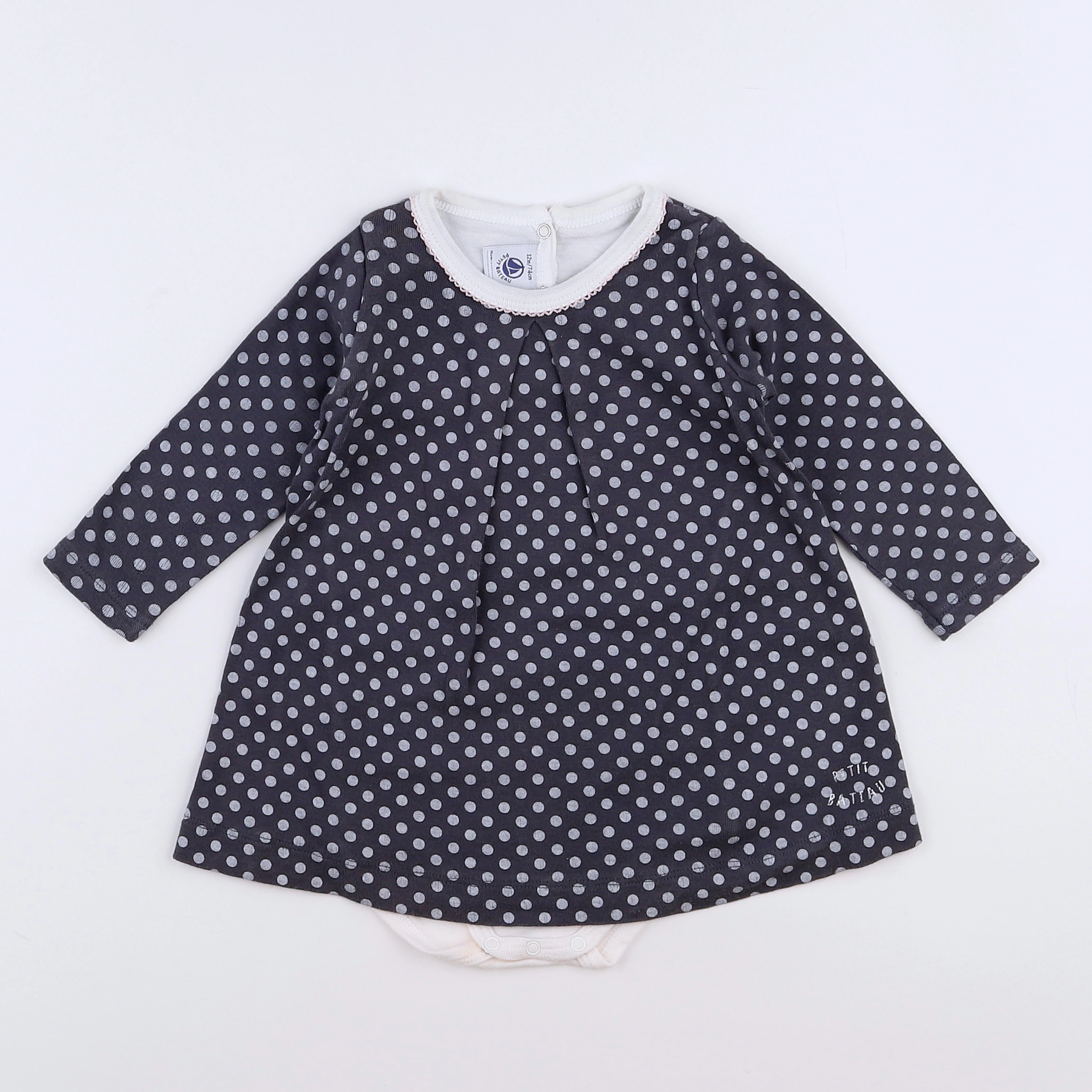Petit Bateau - robe gris - 12 mois