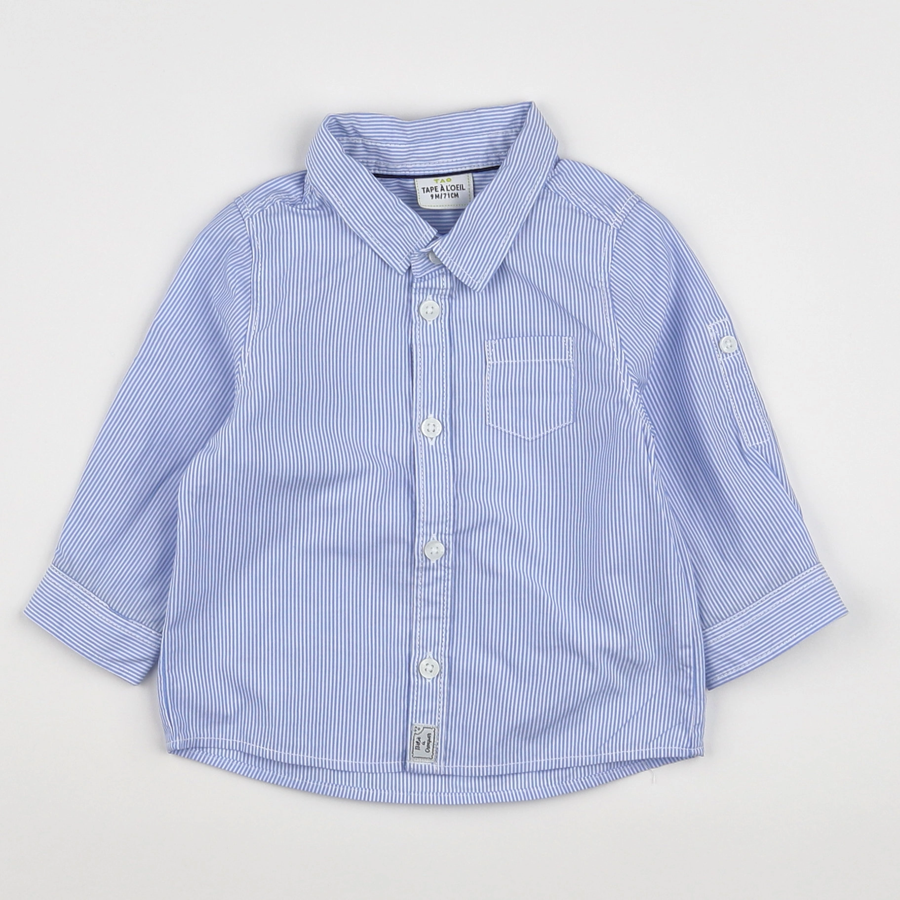 Tape à l'oeil - chemise blanc, bleu - 9 mois