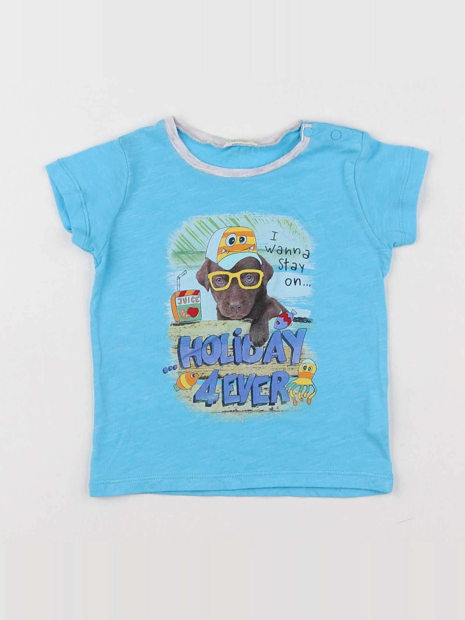 Benetton - tee-shirt bleu - 12 mois