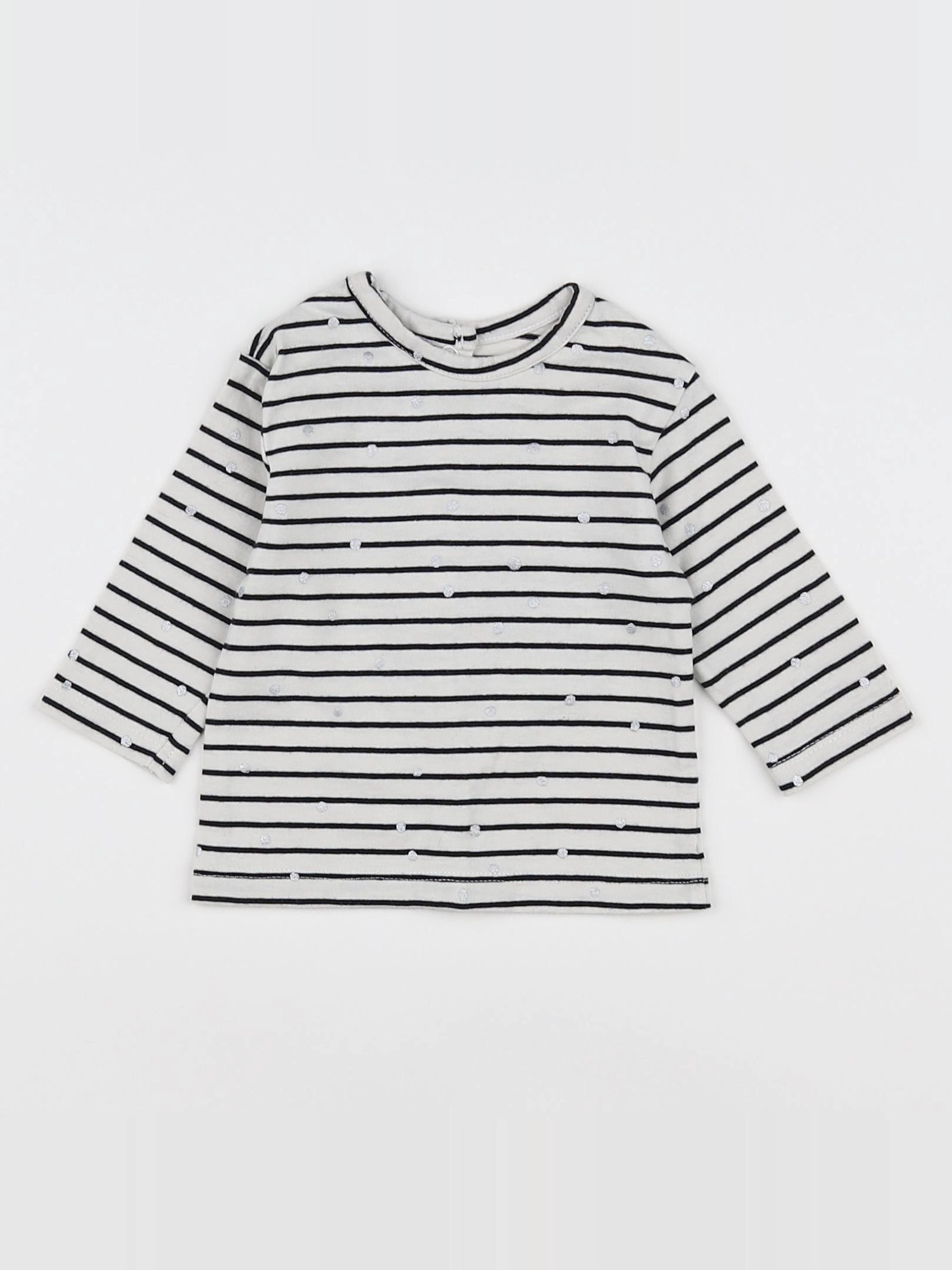 Vertbaudet - tee-shirt blanc, noir - 3 mois