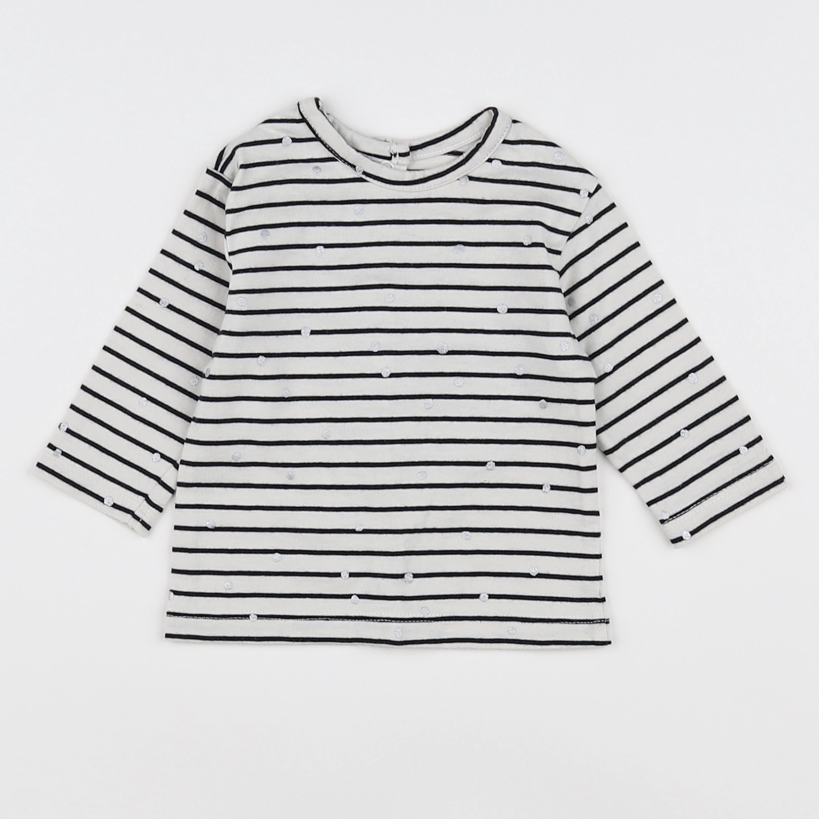 Vertbaudet - tee-shirt blanc, noir - 3 mois